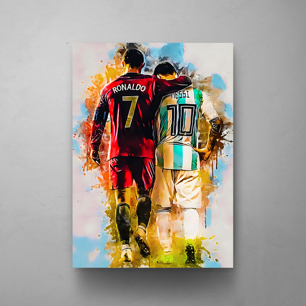Lionel MESSI & Cristiano RONALDO Art Soccer World Cup 2022 Legends Wall Art