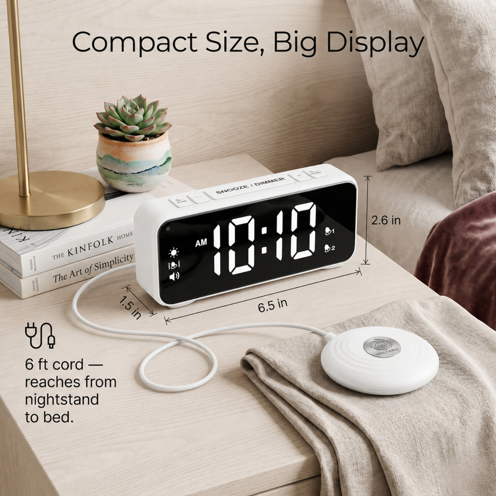 Loud Vibrating Alarm Clock with Bed Shaker for Heavy Sleepers Deaf 90dB Dual LED