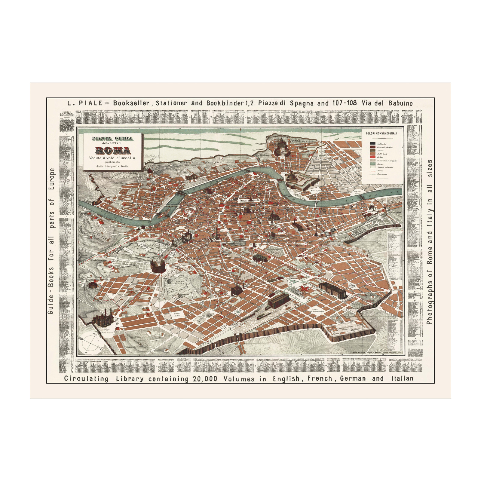 Old Map of Rome 1885 – Vintage Italy Art Wall Decor Print
