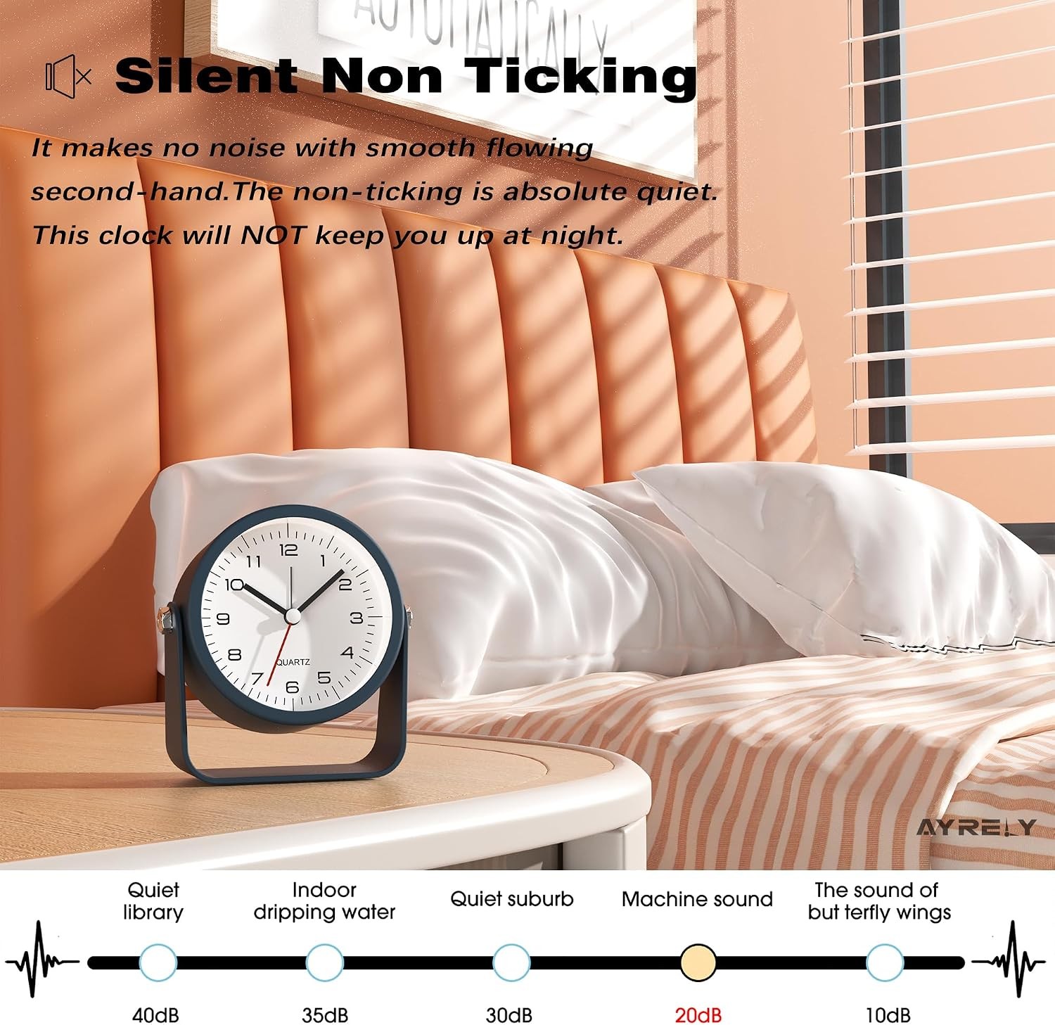 ® 3.5 Inch Small Analog Alarm Clocks,Battery Operated Desk Clock,Cute Table