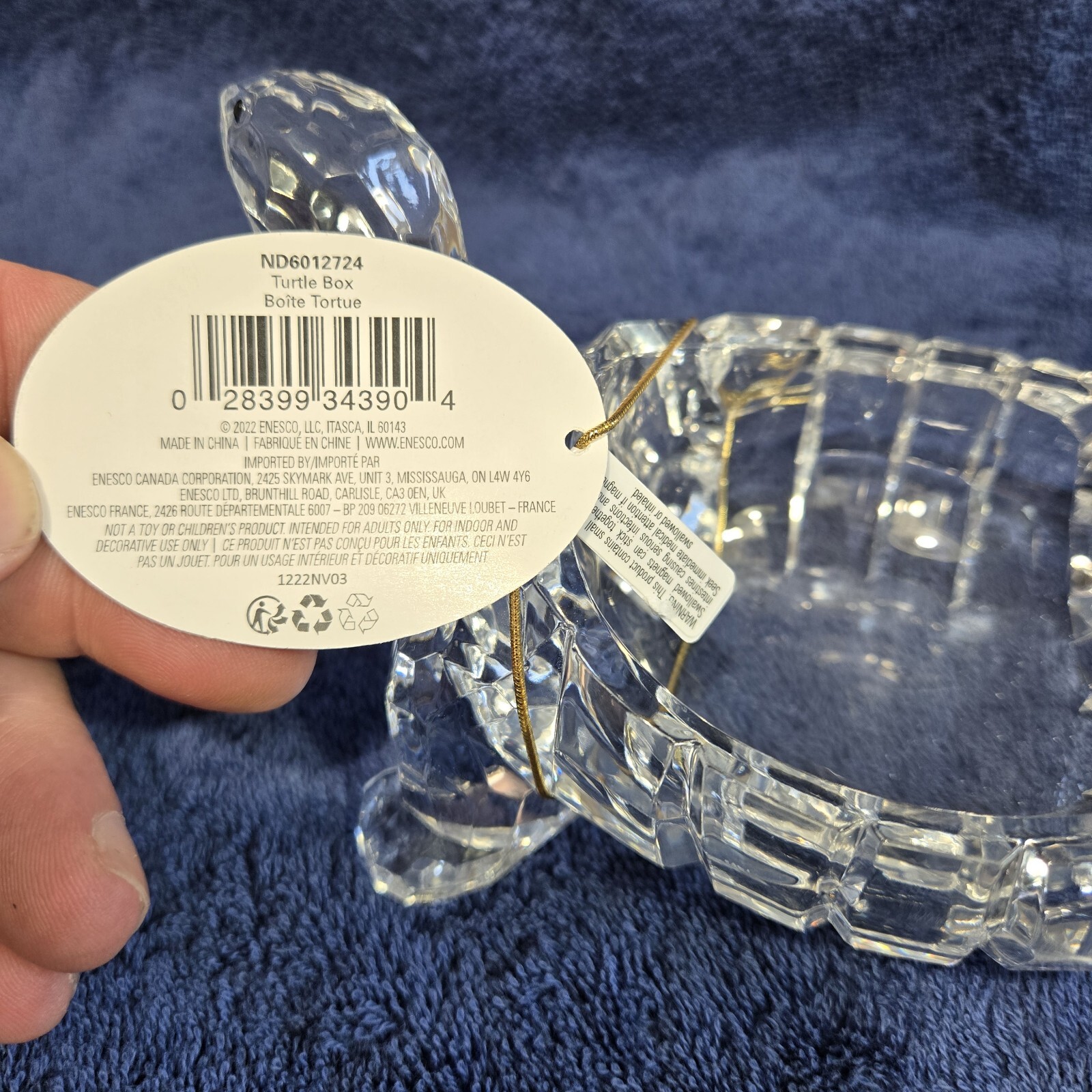 Enesco Facets Acrylic Turtle + Shell Lid Decorative Storage Trinket Box 3.25 In