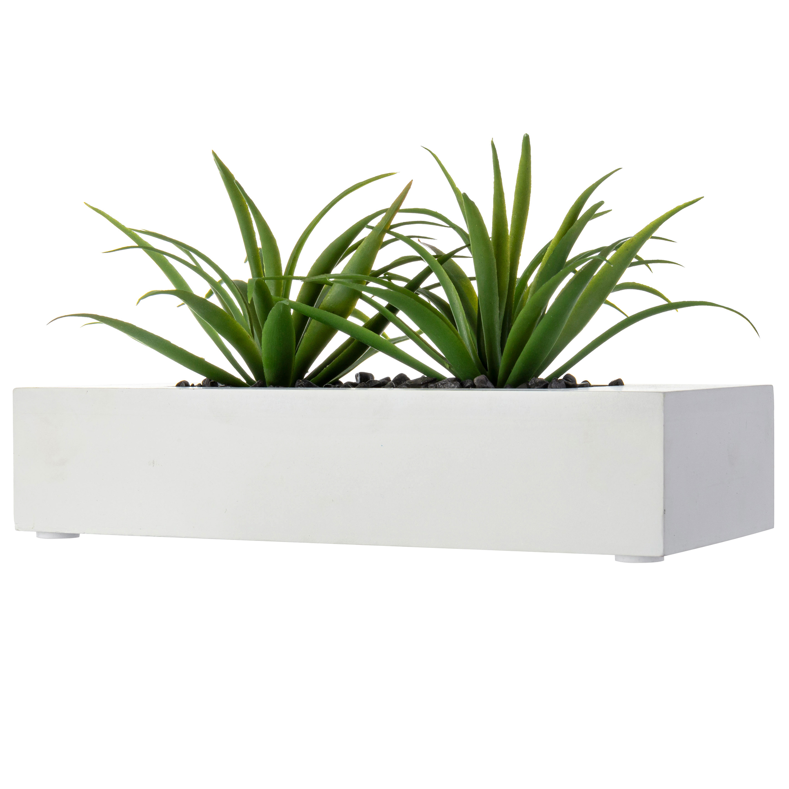 10 In Artificial Green Grass Plants in White Wood Centerpiece Decorative Planter