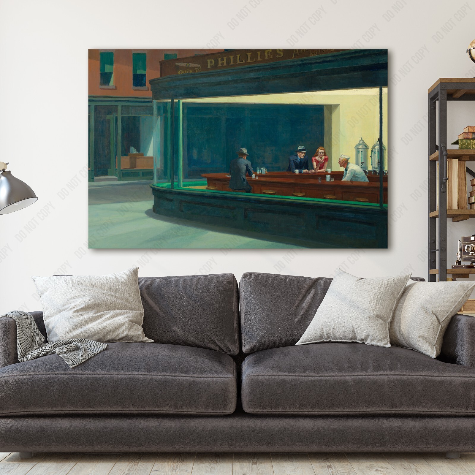 Nighthawks by Edward Hopper 1940s America Painting Canvas Wall Art Print
