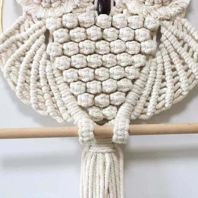 Owl Macrame Wall Hanging Handmade Woven Tapestry Boho Art Home Decor Tassel Gift