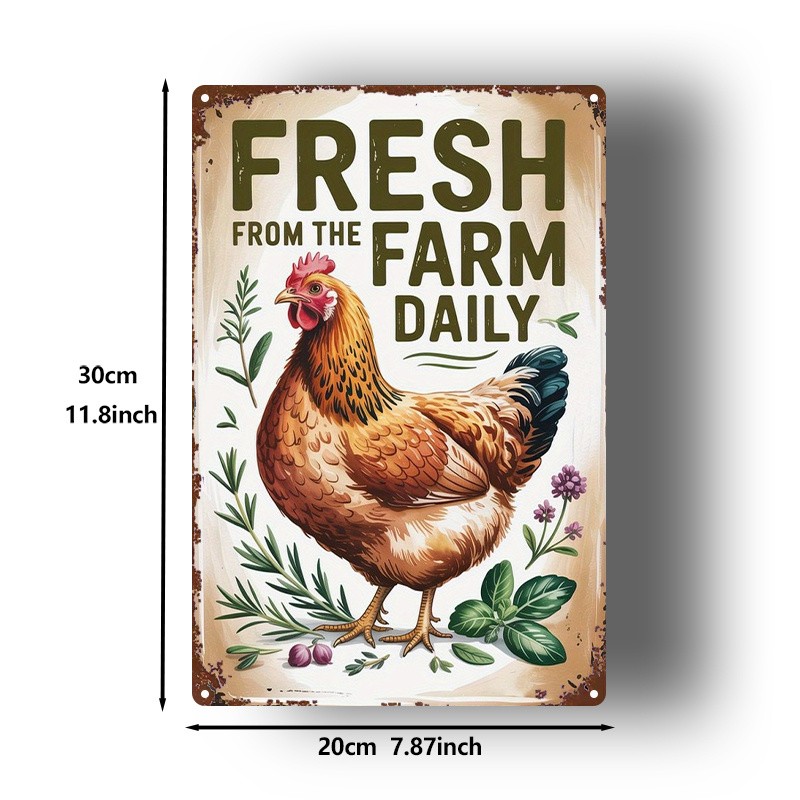 Metal Chicken Sign, 8×12 Inches, Farmhouse Wall Art