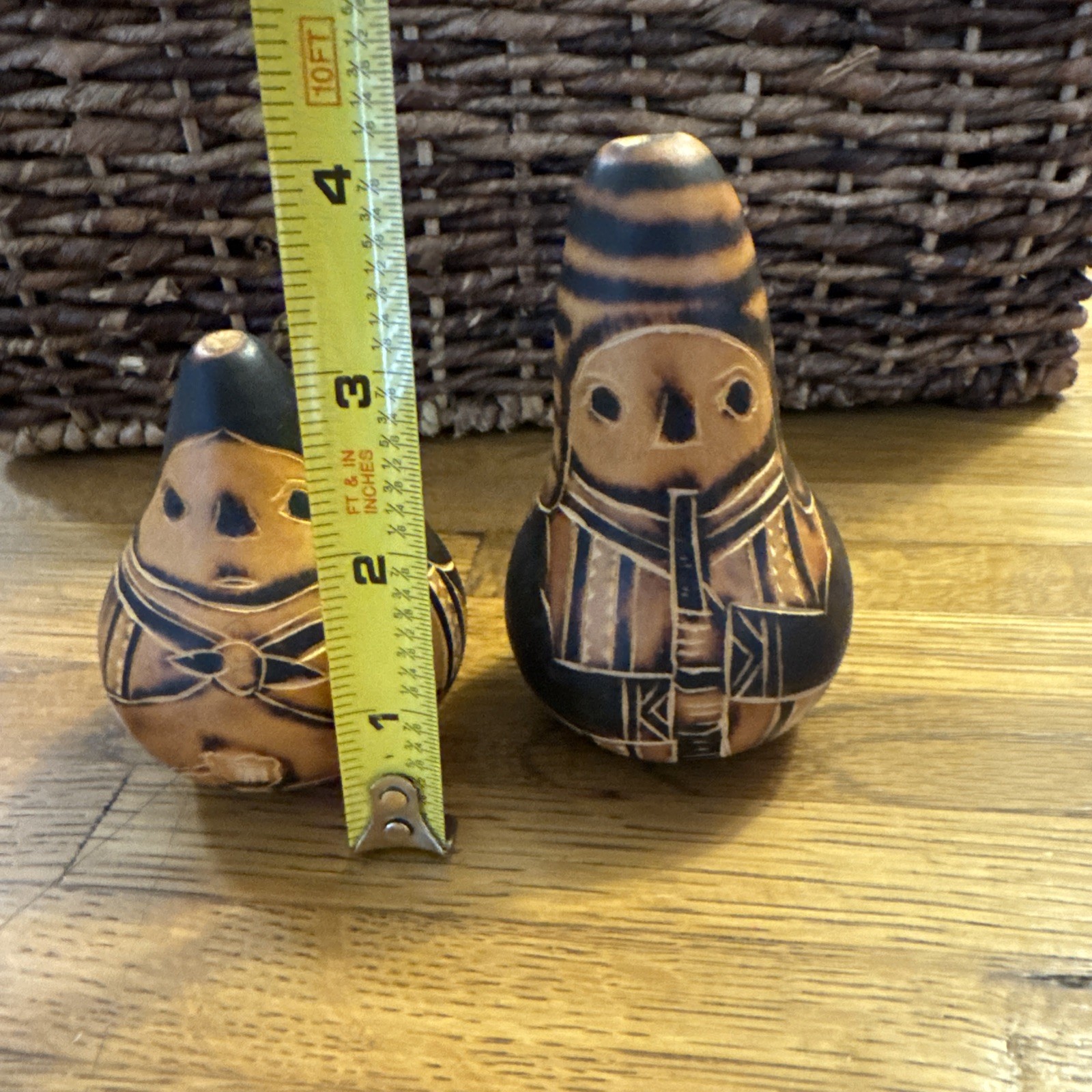 Vintage Hand Carved One Of A Kind Peruvian Gourd Art Rattle Folk Art Person 2
