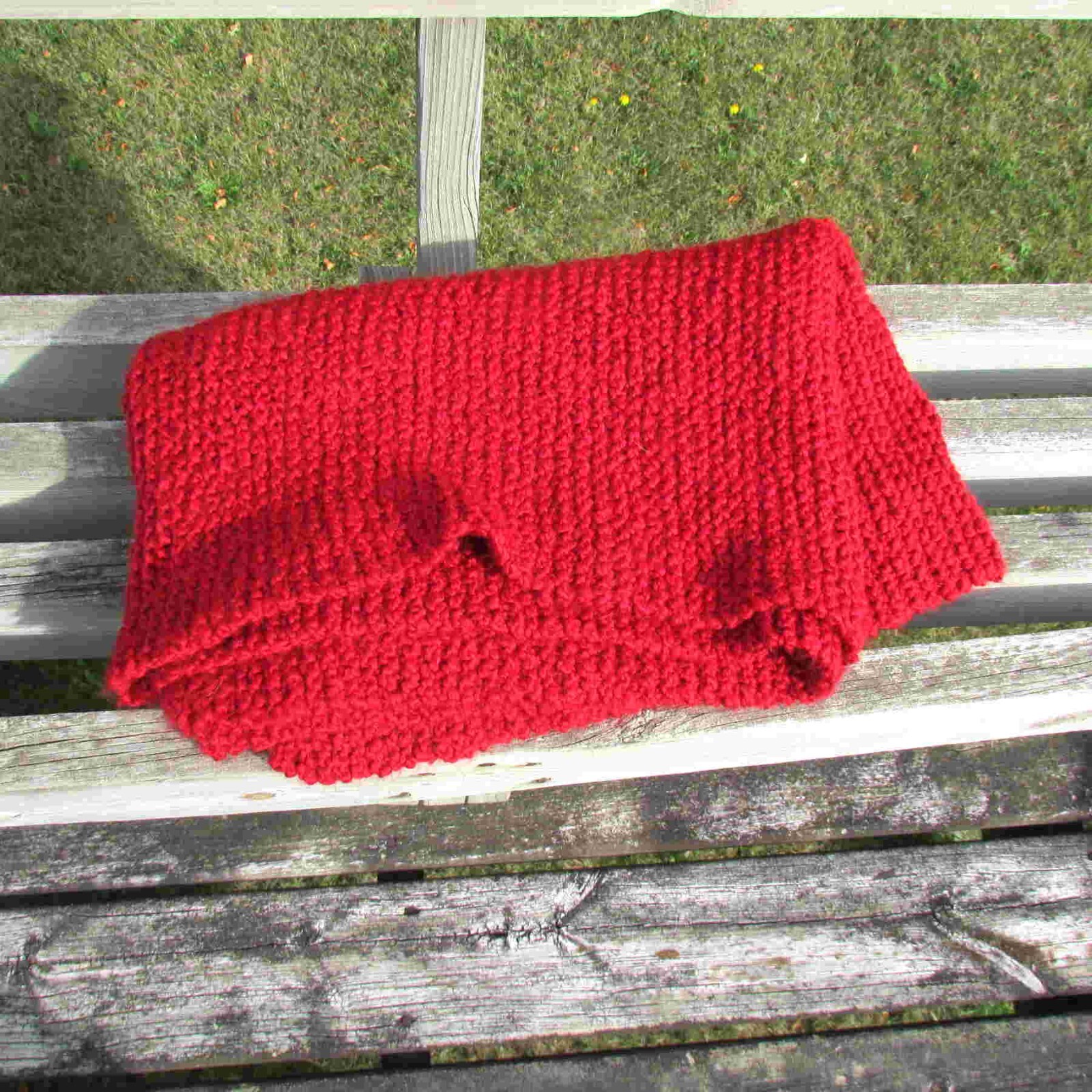 Hand Made Shawl Deep Red Washable Spongy Acrylic Yarn 20×67 in FREE SH