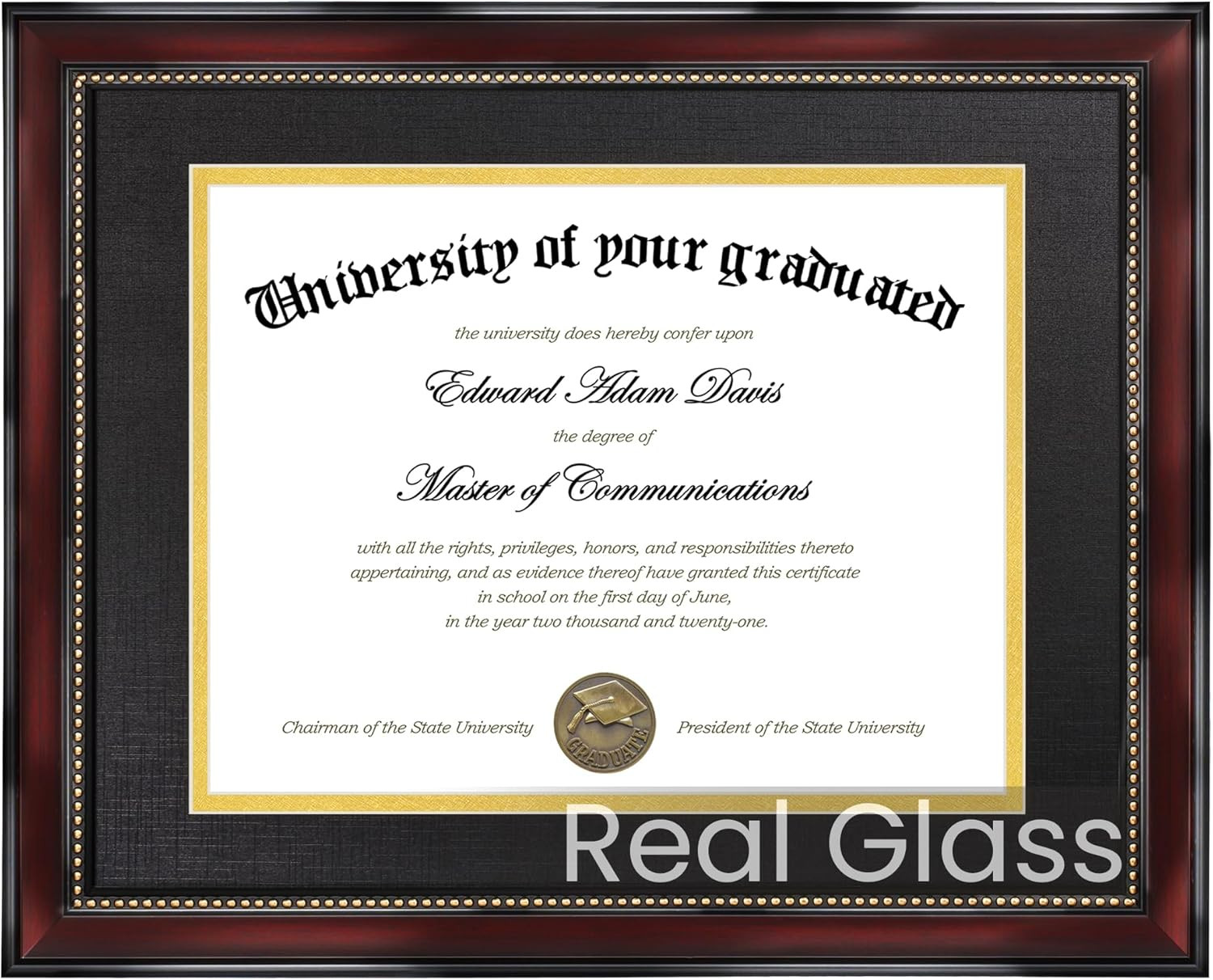 11X22 Diploma Frame with Tassel Holder for 8.5X11 Certificate and 5X7 Photo with
