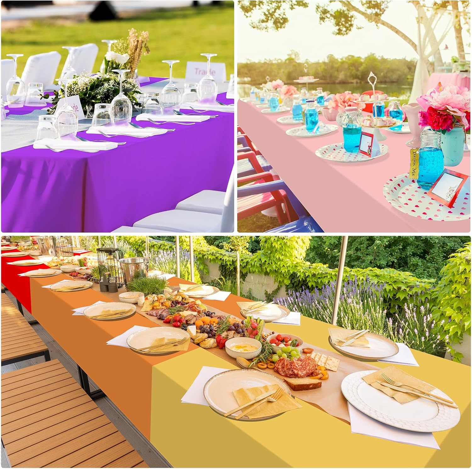 12 Pack Assorted Color Plastic Tablecloth Disposable Plastic Rainbow Tablecloth