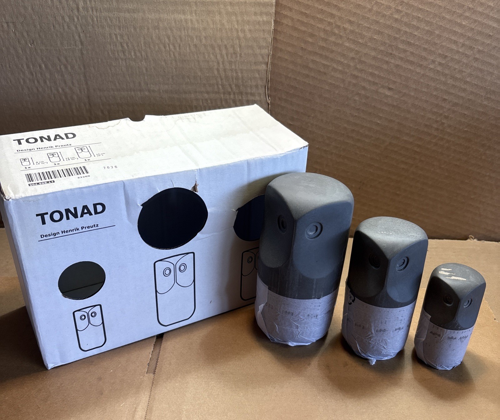 NEW IN BOX: IKEA TONAD Decoration Set Of 3, Owl-Grey