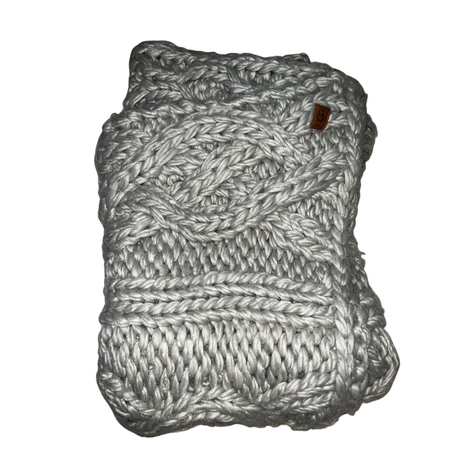 Ugg Gray Chunky Knit Throw Blanket Size 77 x 31