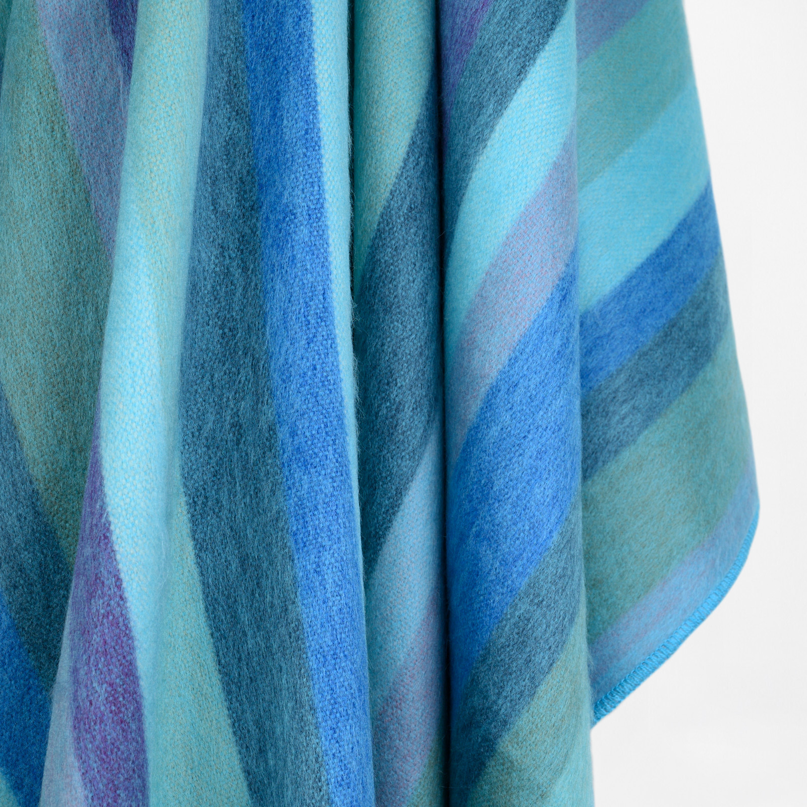SOFT&WARM STRIPED ALPACA WOOL BLANKET 96″ x 68″ STRIPED TURQUOISE OCEAN HUES