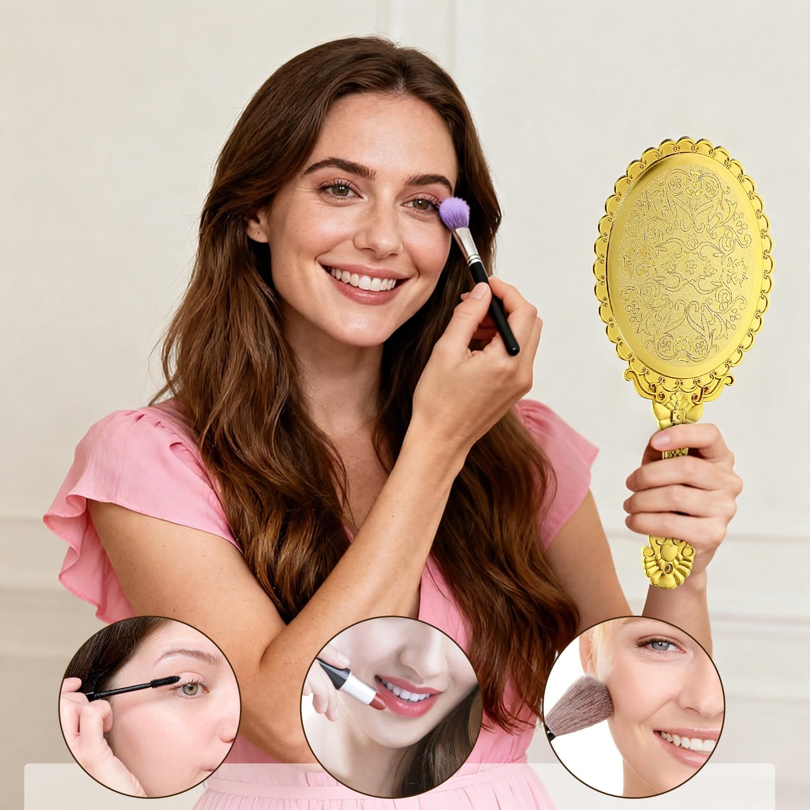 24 Pcs Vintage Handheld Mirror for Makeup with 9.8″ x 4.5″, 24 Pcs, Gold