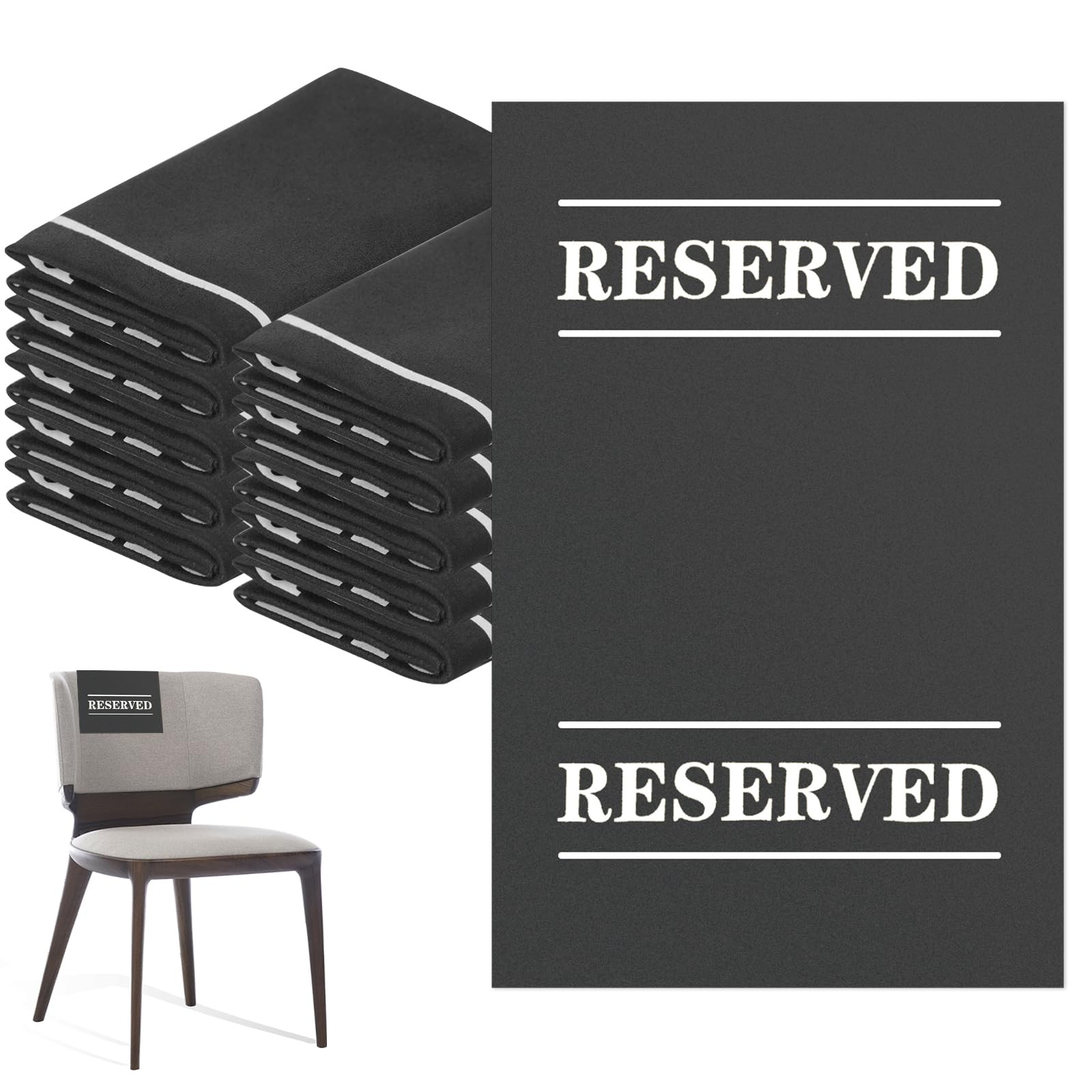 10 Pcs Reserved Chair Signs Cloth Church Placeholder Pew Seat Covers Printed