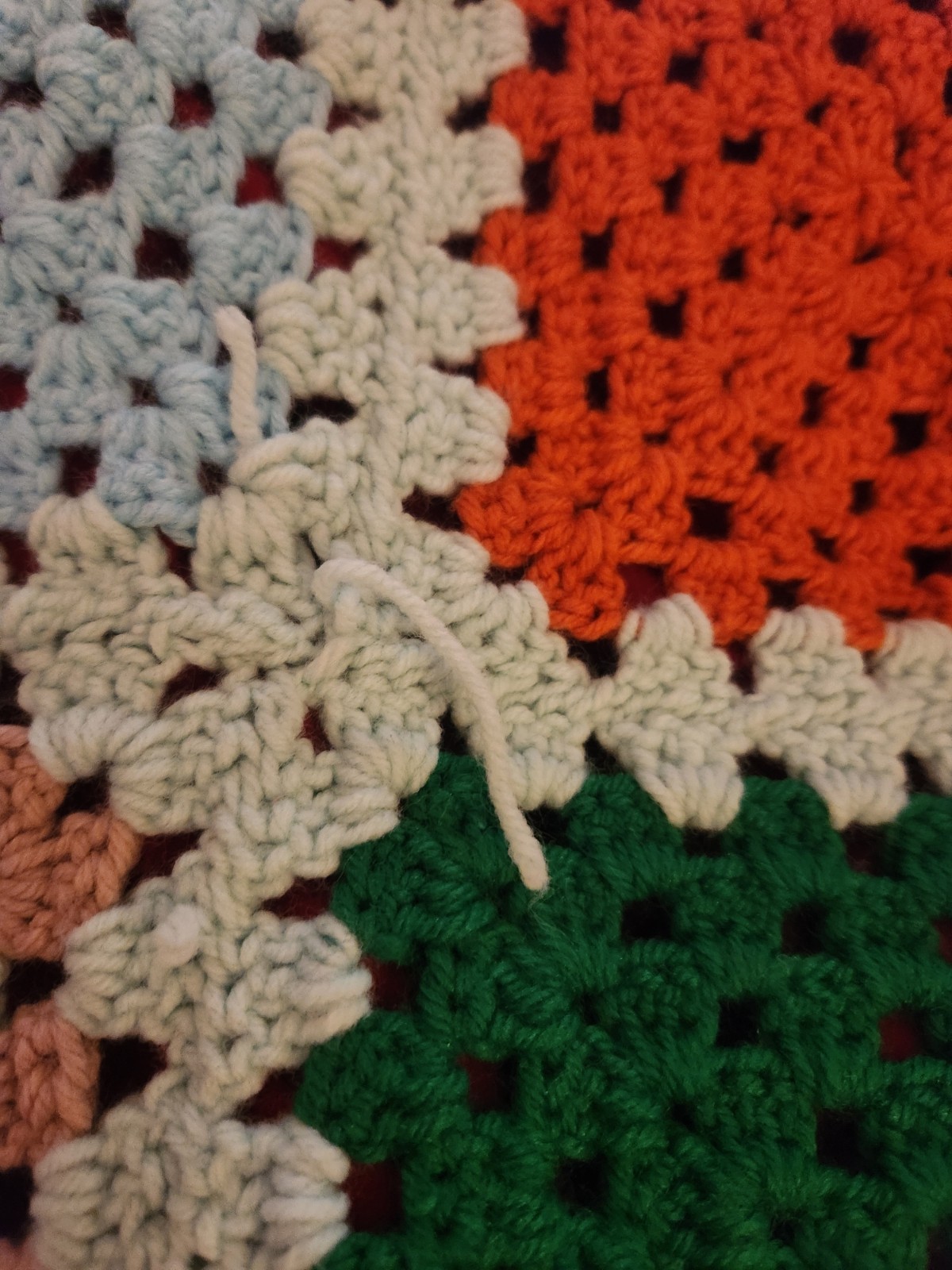VTG Handcrafted Crochet Granny Square Afghan Blanket Throw 66x 60 colorful