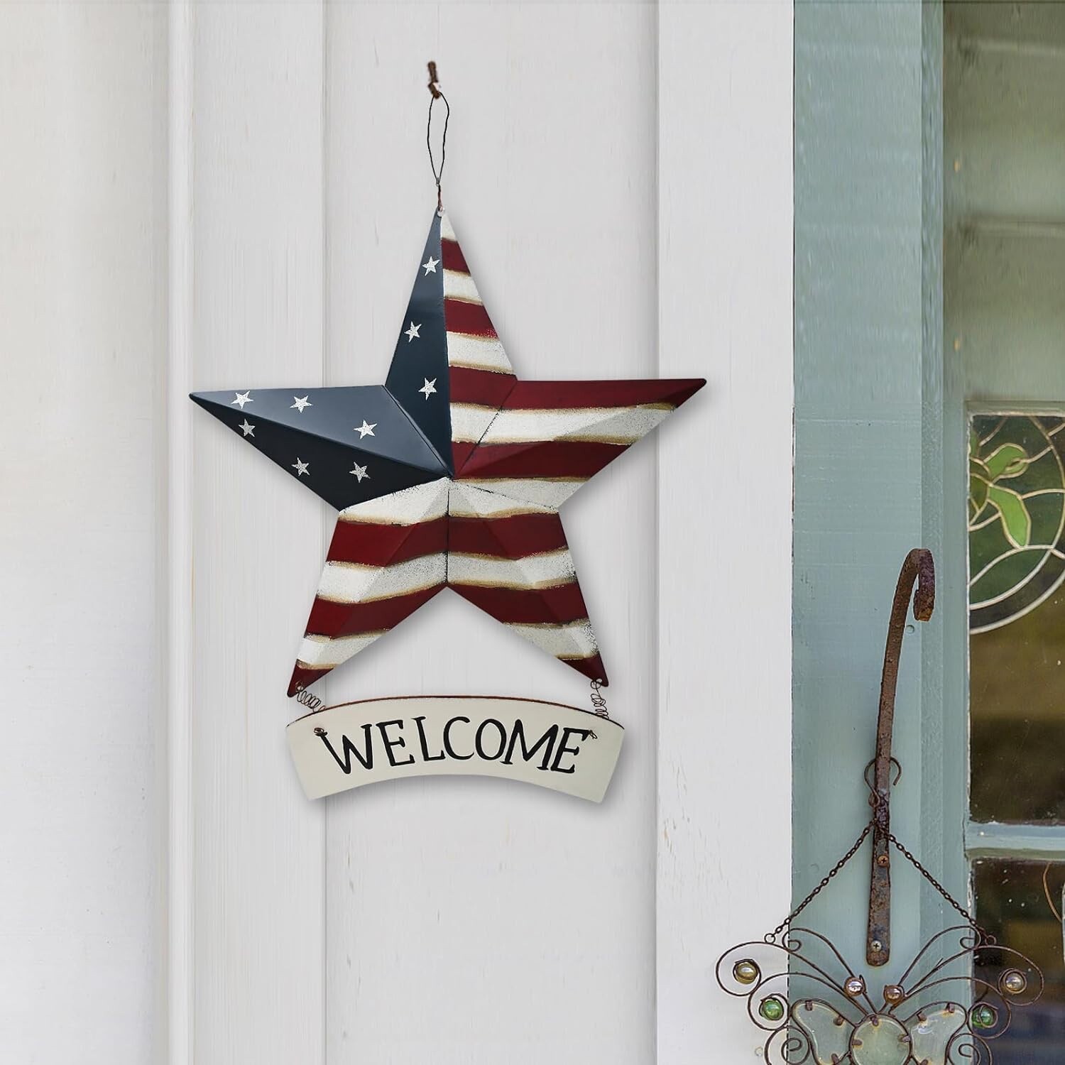 Metal American Flag Barn Star Wall Decor Patriotic Hanging USA Red White Blue St