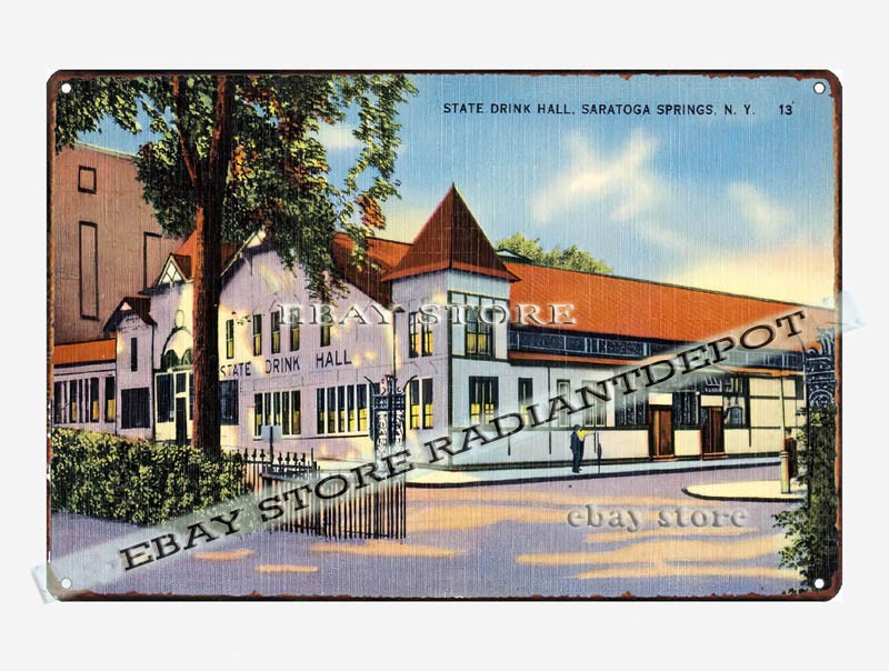 tin sign 1930s-40s State Drink Hall Saratoga Springs New York plaque restaurant