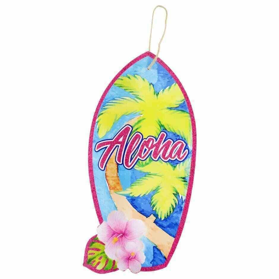 Luau Glitter Wall Sign ” Aloha” 15 x 7.75 in.