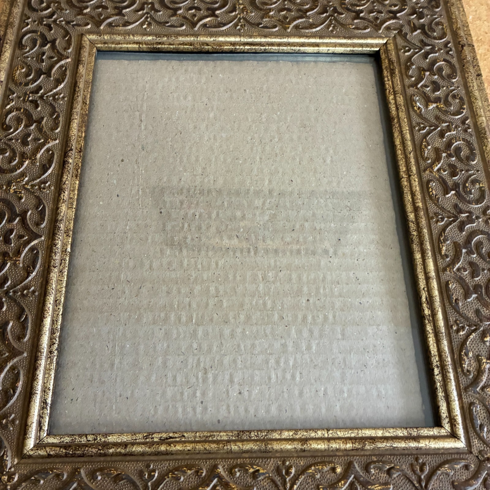 VTG Gold Brown Ornate Wood Picture Frame 15 x 13 Traditional Scroll Detail