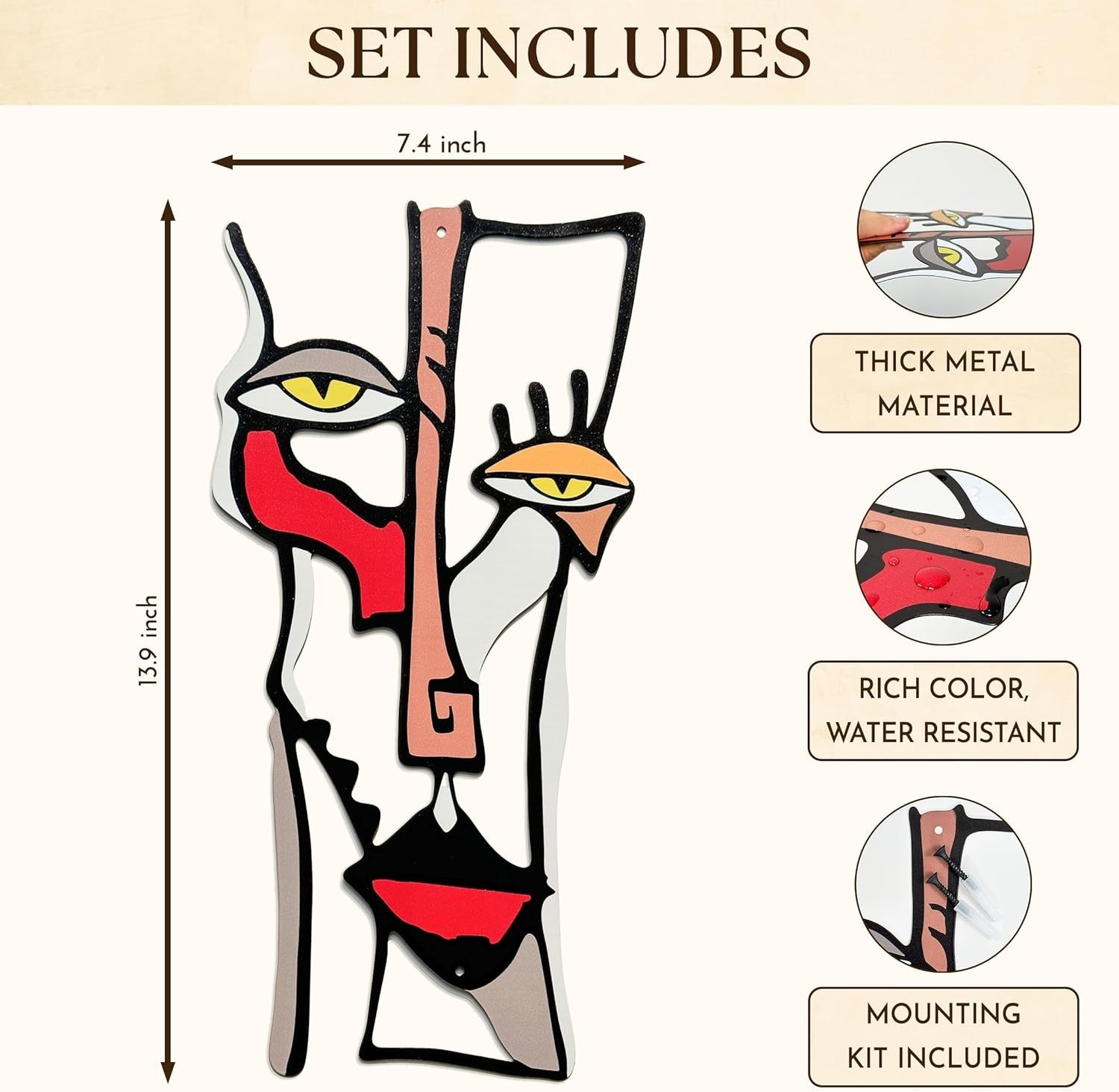 Minimalist Metal Wall Art for Living Room – Pablo Picasso Wall Art Abstract Scul