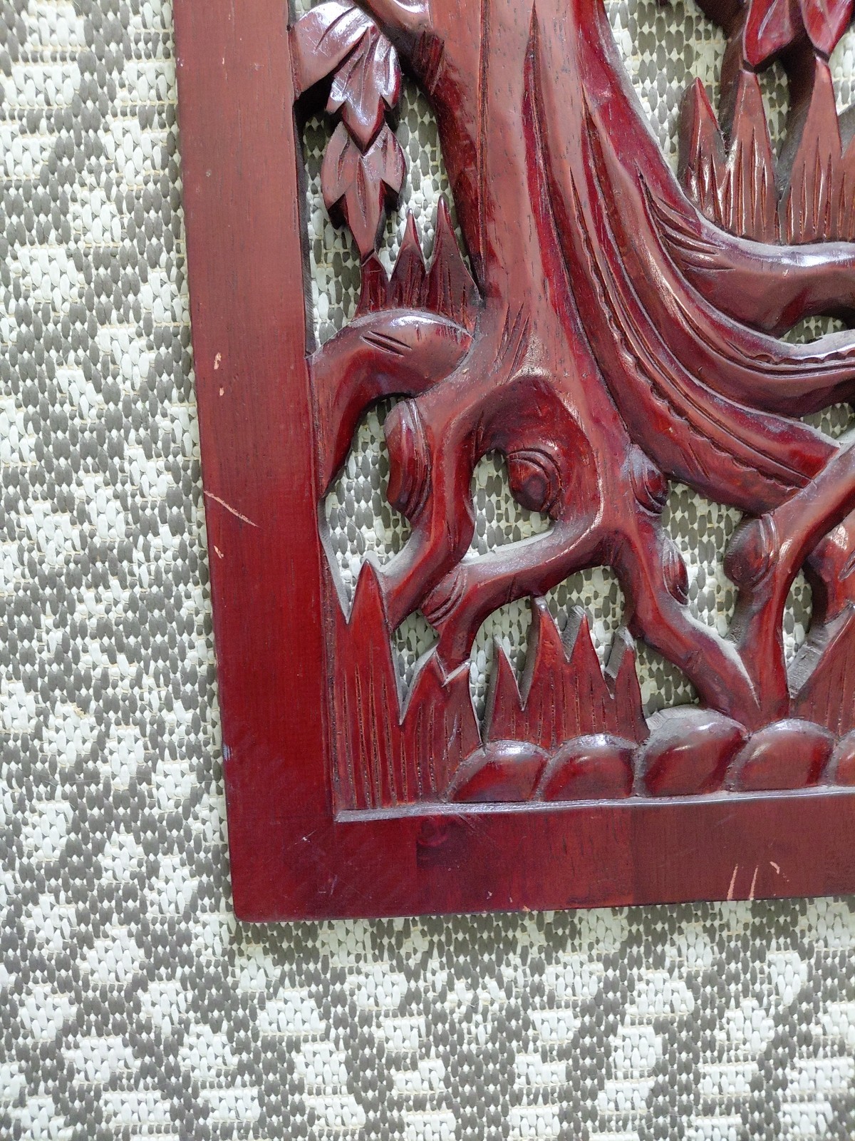 Rustic Home Decor Floral Wood Carved Wall Panel Asian Wood Wall Decor Plaque