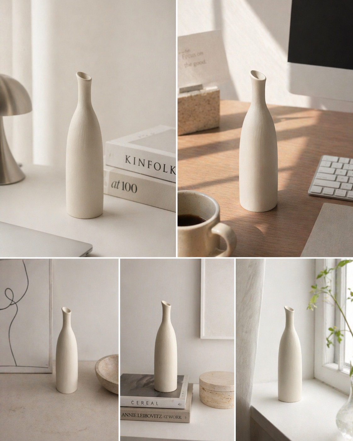 Minimalist Ceramic Vase for Desk Office Home Modern Decor