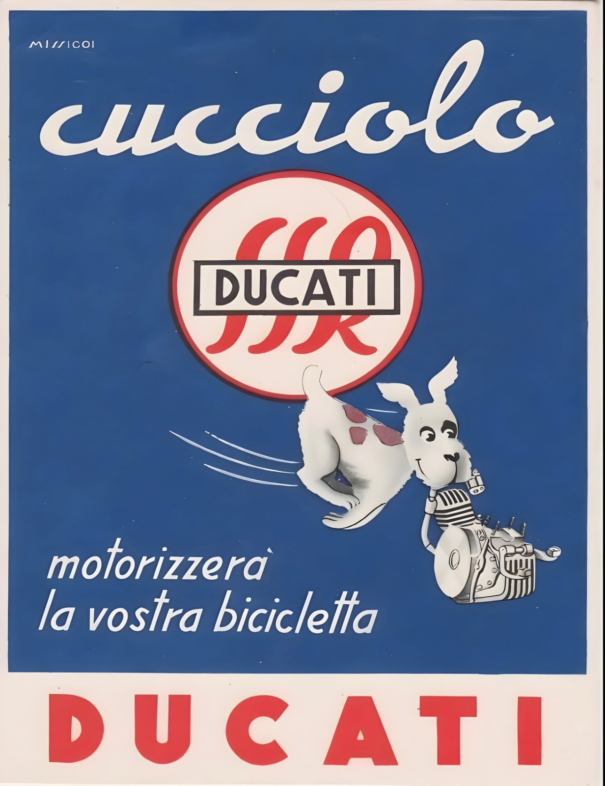17482.Wall Decor Poster.Interior Art.Ducati Cucciolo Italian Motorcycle Ad