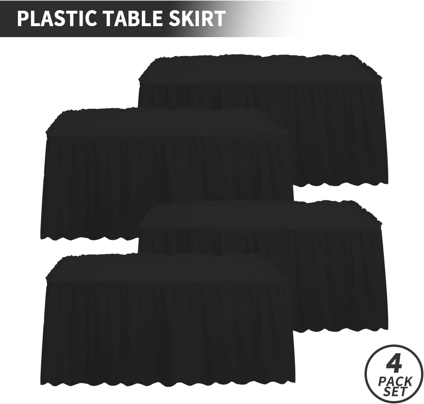 4 Pack Table Skirt 29 in x 14 ft Tablecloth Disposable Table Cover Reusable