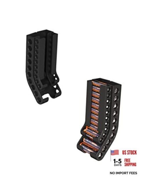 Battery Storage Organizer AA & AAA Combo Small Battery Keeper Wall Holder Black