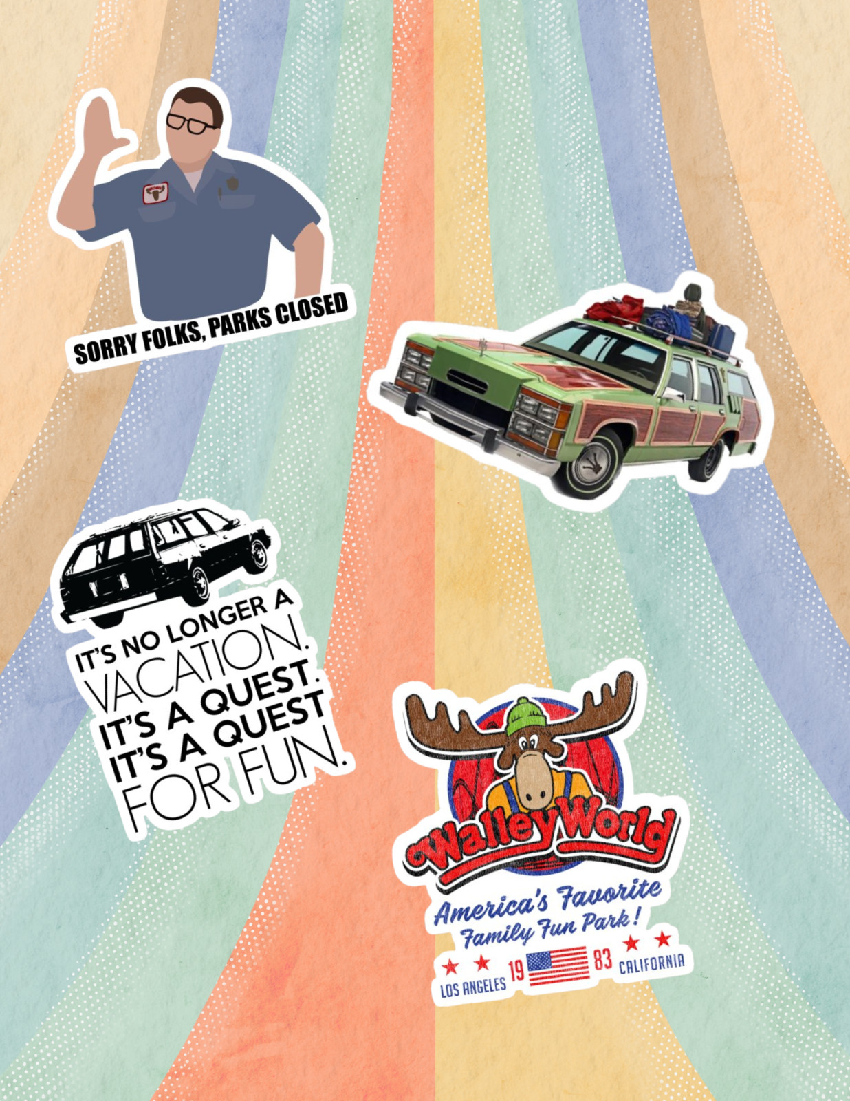 National Lampoons Vacation 80’s Movie 4pc Sticker Pack