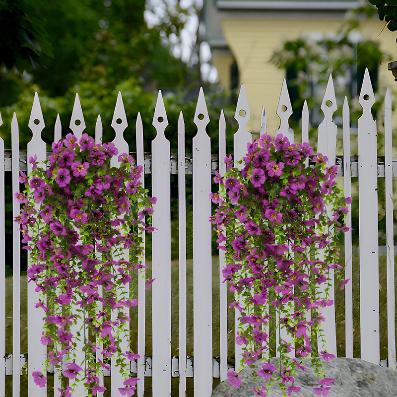 6Pcs Artificial Hanging Flowers Faux Plants Spring Porch Decor for Outdoors USA