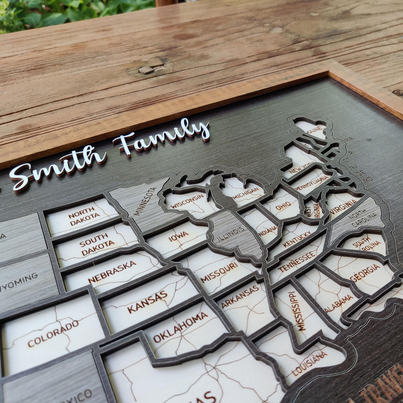 USA Travel Map Tracker Retirement Gift 50 States Wooden Puzzle RV Map