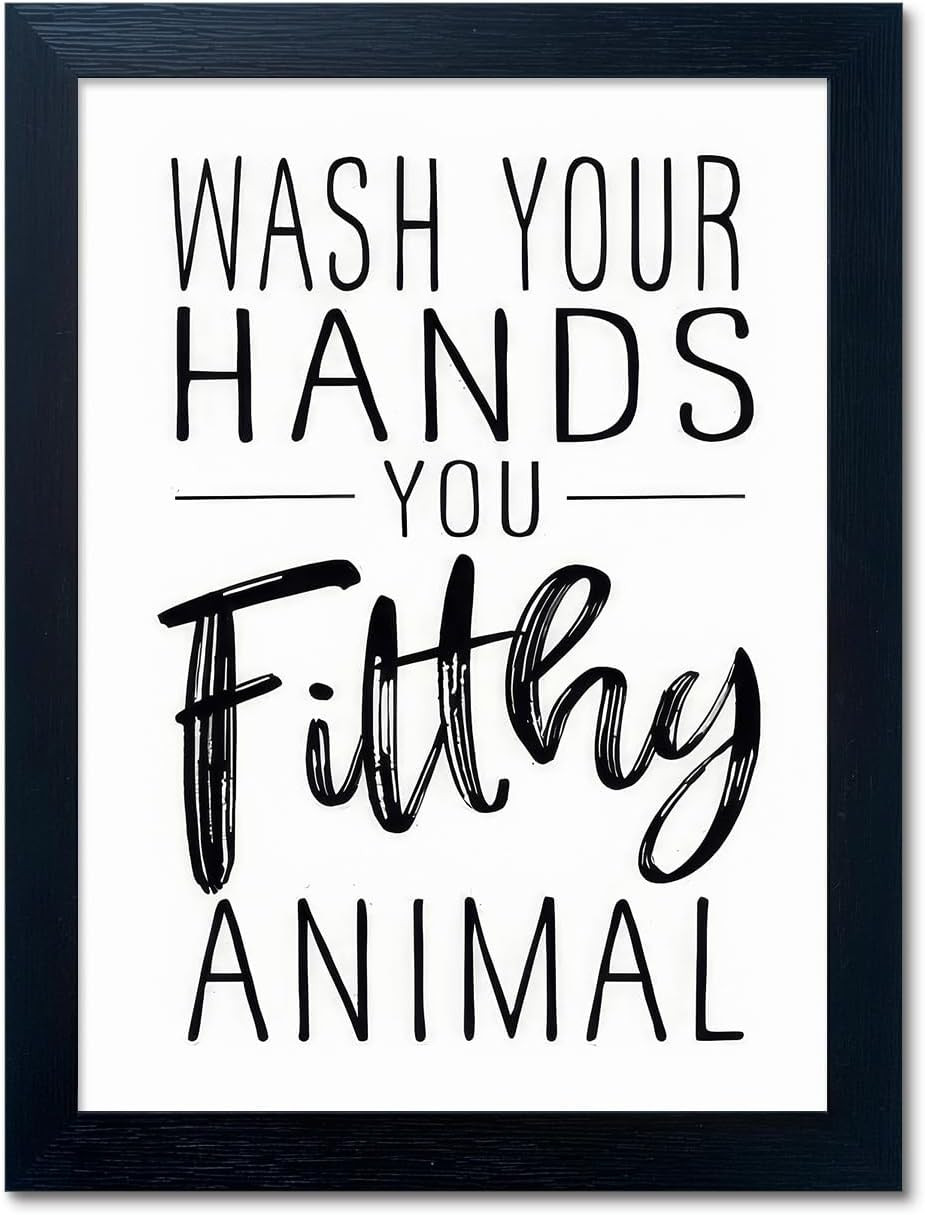 Bathroom Quotes Wall Decor, Black and White Bathroom Wall Art, Toilet Decor Sign