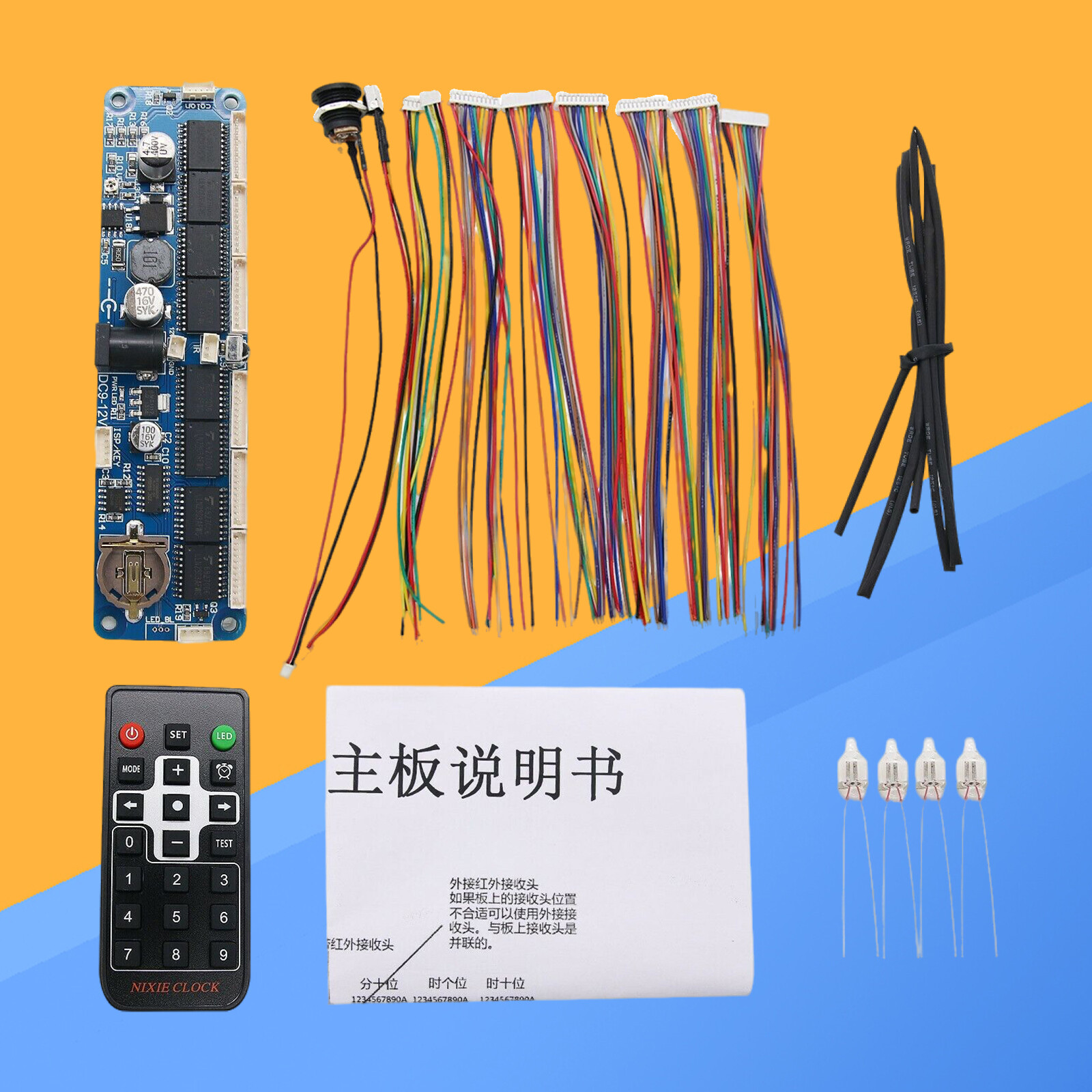 Nixie Tube Clock DIY Kit 6-Digit Nixie Tube Board for in12 in14 in18 qs30-1 tps