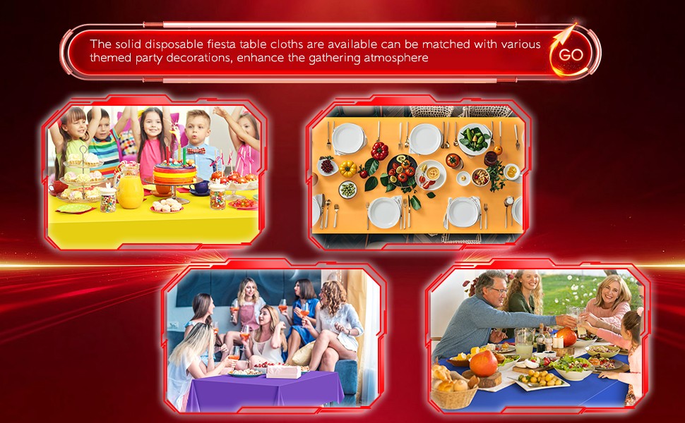 Mwellewm 6Pcs Plastic Table Cloth Disposable, Assorted Color Rainbow Tablecloth