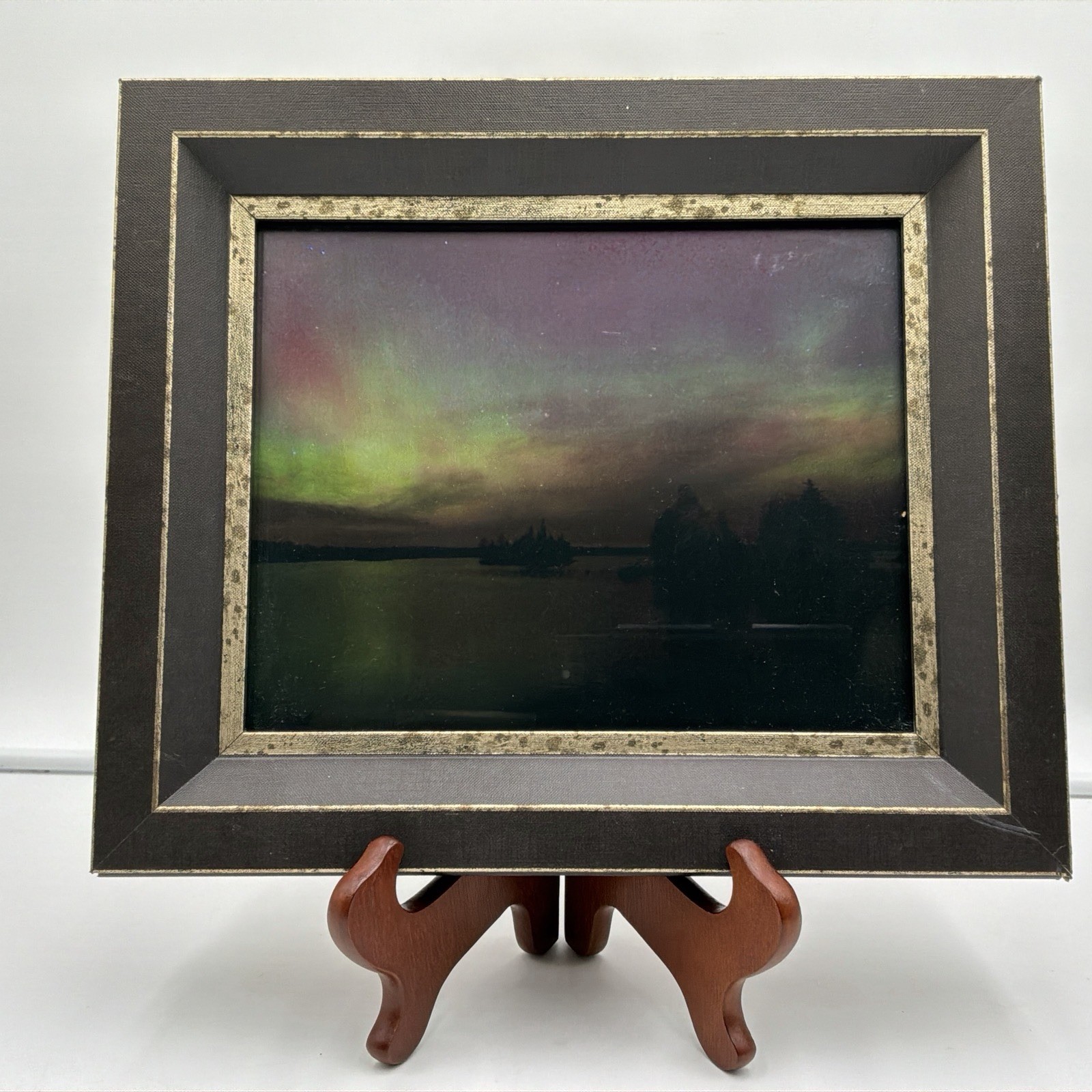Framed Aurora Borealis Northern Lights Landscape Wall Art Scenic Nature Print