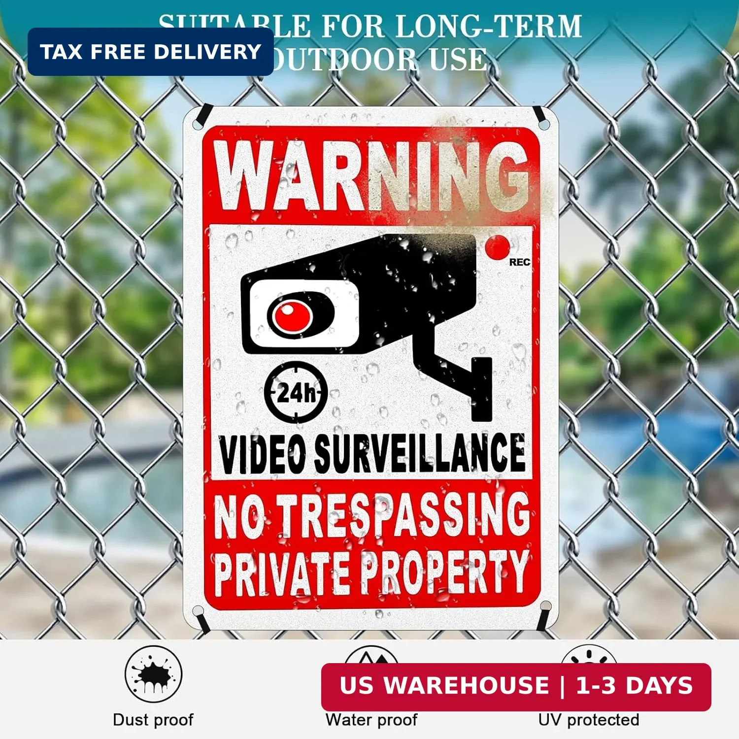 4-Pack Metal No Trespassing Signs Private Property 10 x 7 inch Rust Free 0.04