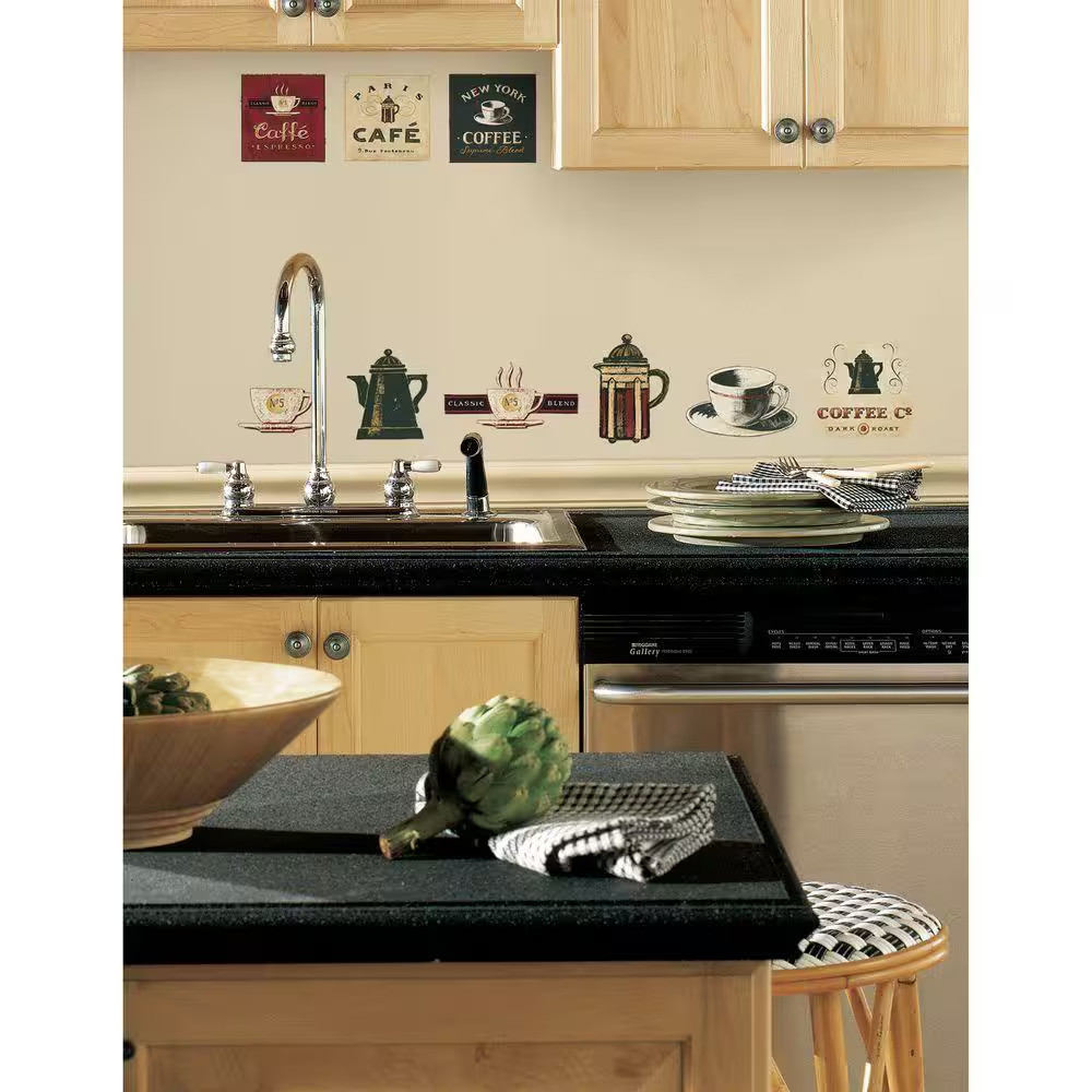18 In. X 40 In. Coffee House 31-Piece Peel and Stick Wall Decals
