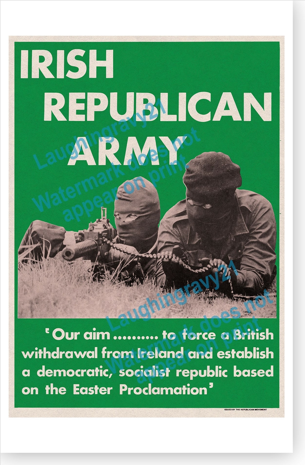Irish Republican Movement Easter Proclamation British Withdrawal 1970’s Poster