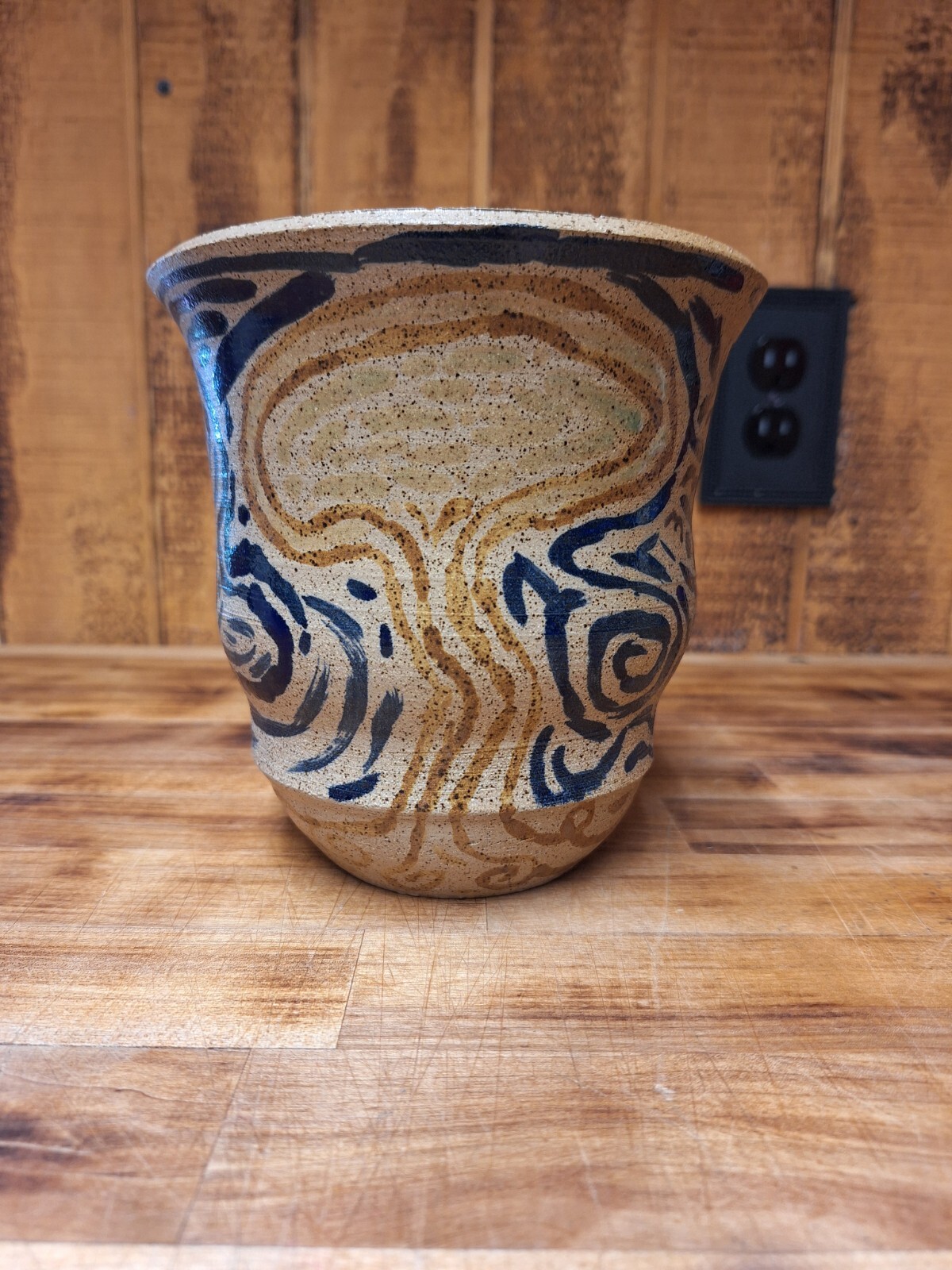 Studio pottery MCM style Tree Of Life Planter 9 Inches Tall Signed