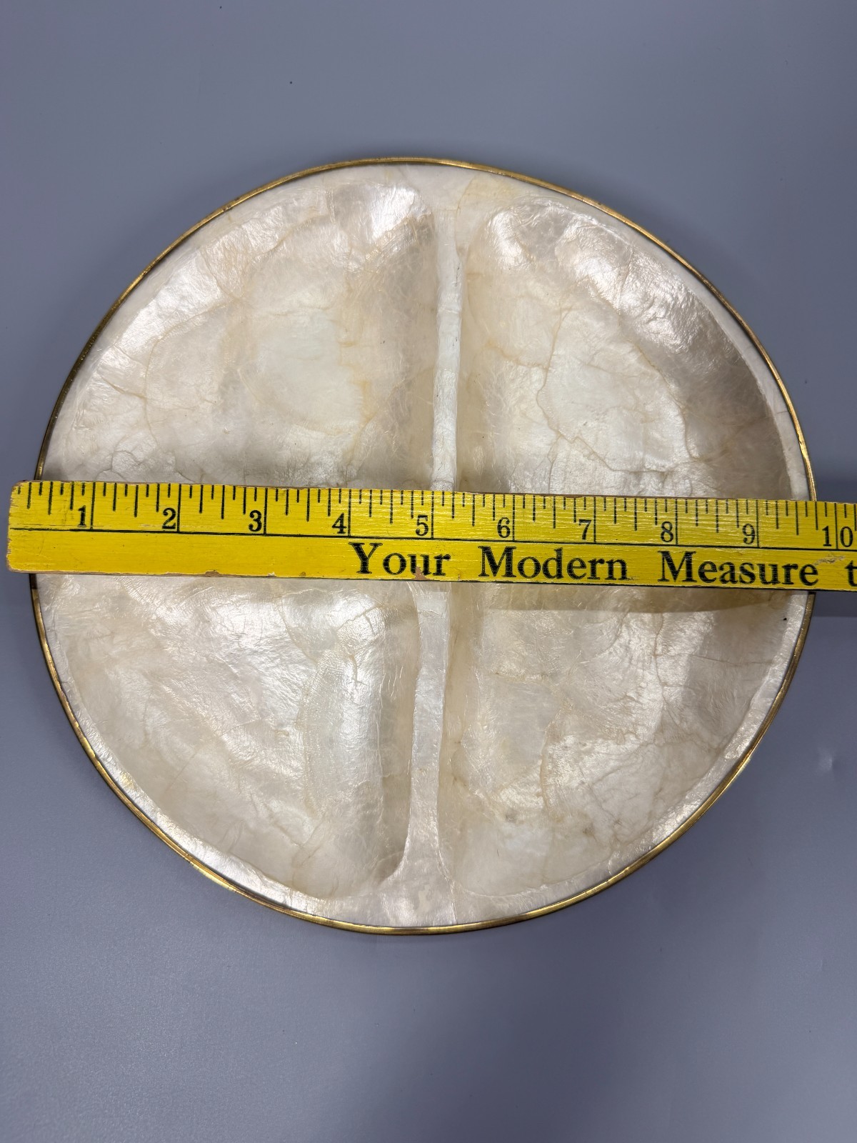 Vintage Capiz Shell Plate Philippines Mother of Pearl Decorative Dish 10″