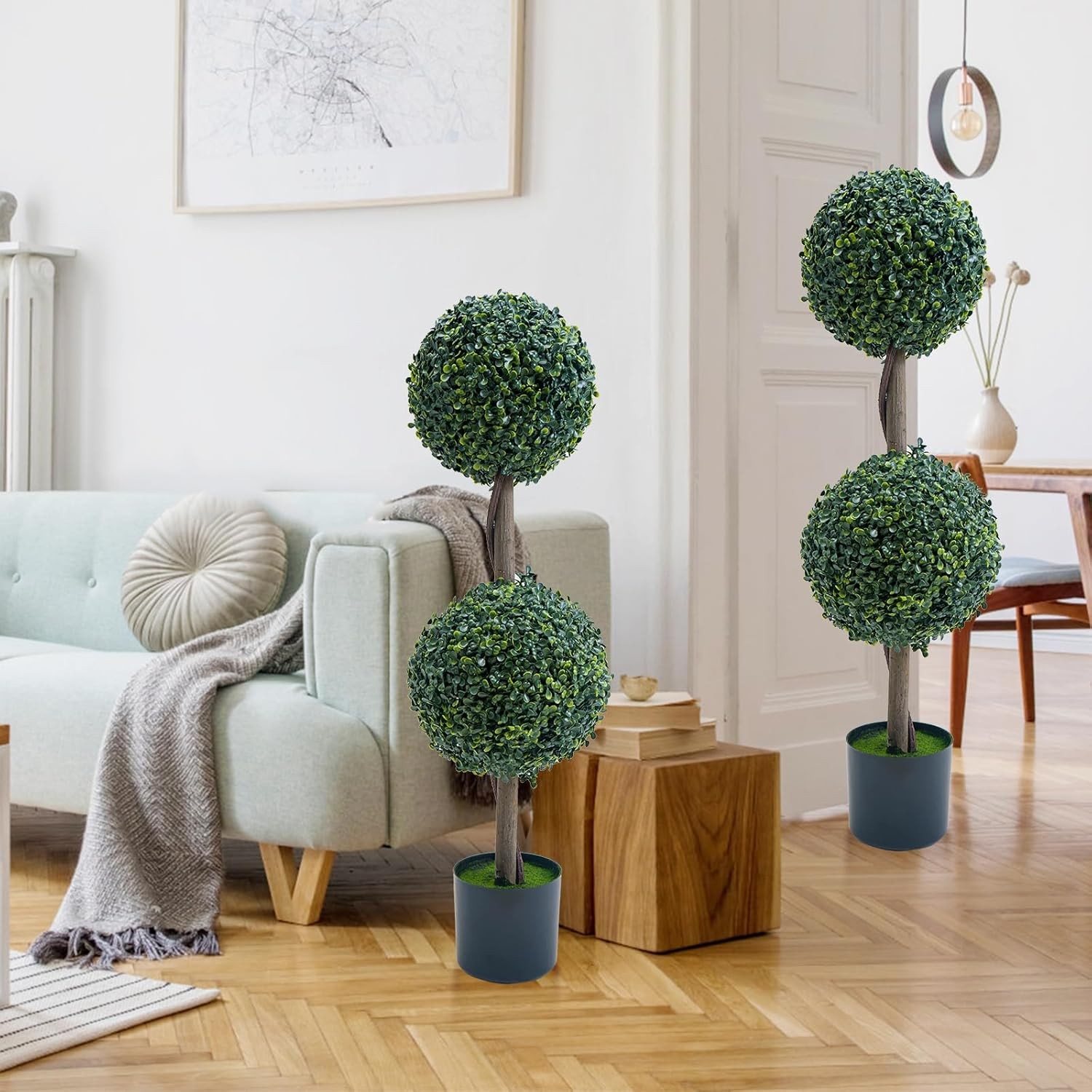 35/45 in Artificial Milan Ball Tree Indoor Outdoor Faux Topiary No Watering
