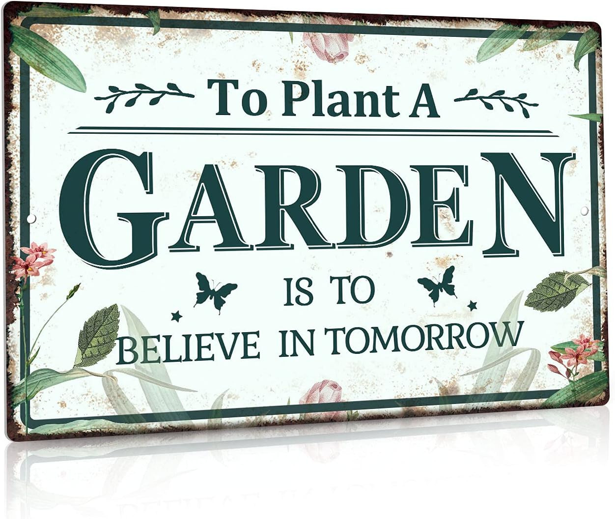 Garden Sign, Decorative Outdoor Backyard Decor, Gift for Gardeners, 12×8 Inches