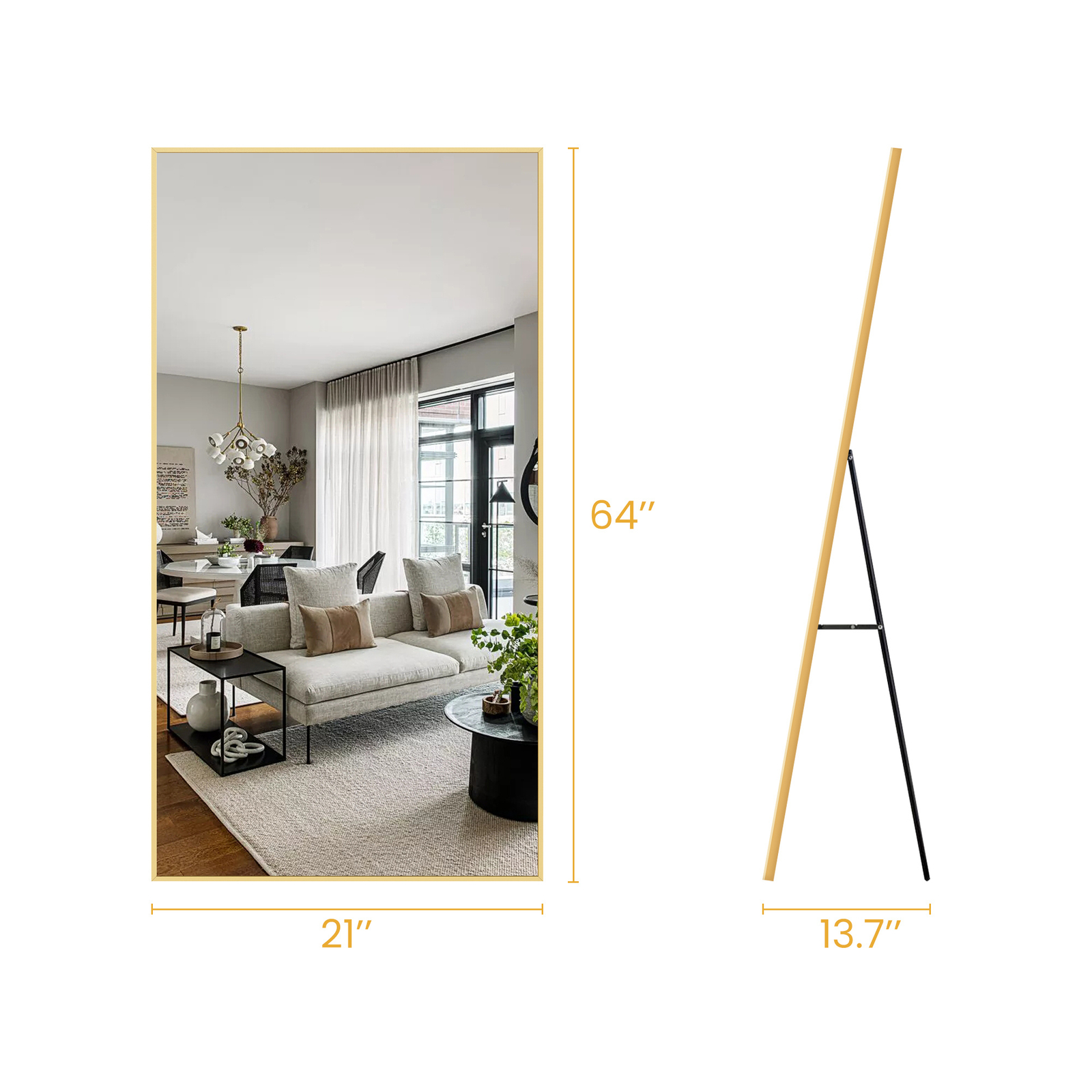 Full Length Mirror Horizontal/vertical Stand/Hang/Lean Wall-mounted For bathroom
