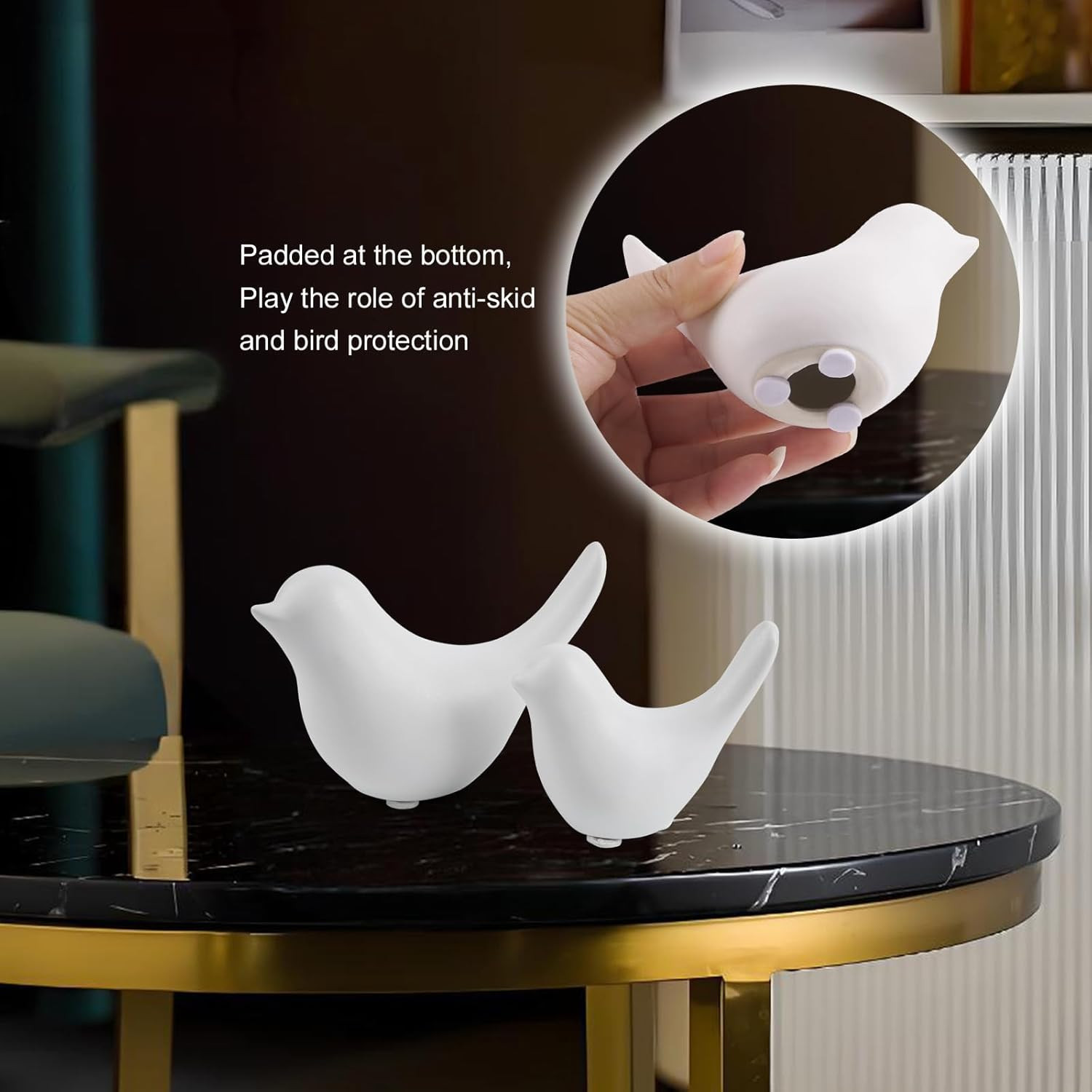 2Pcs of Small White Birds Statues Home Decor Modern Style Decorative Ornament