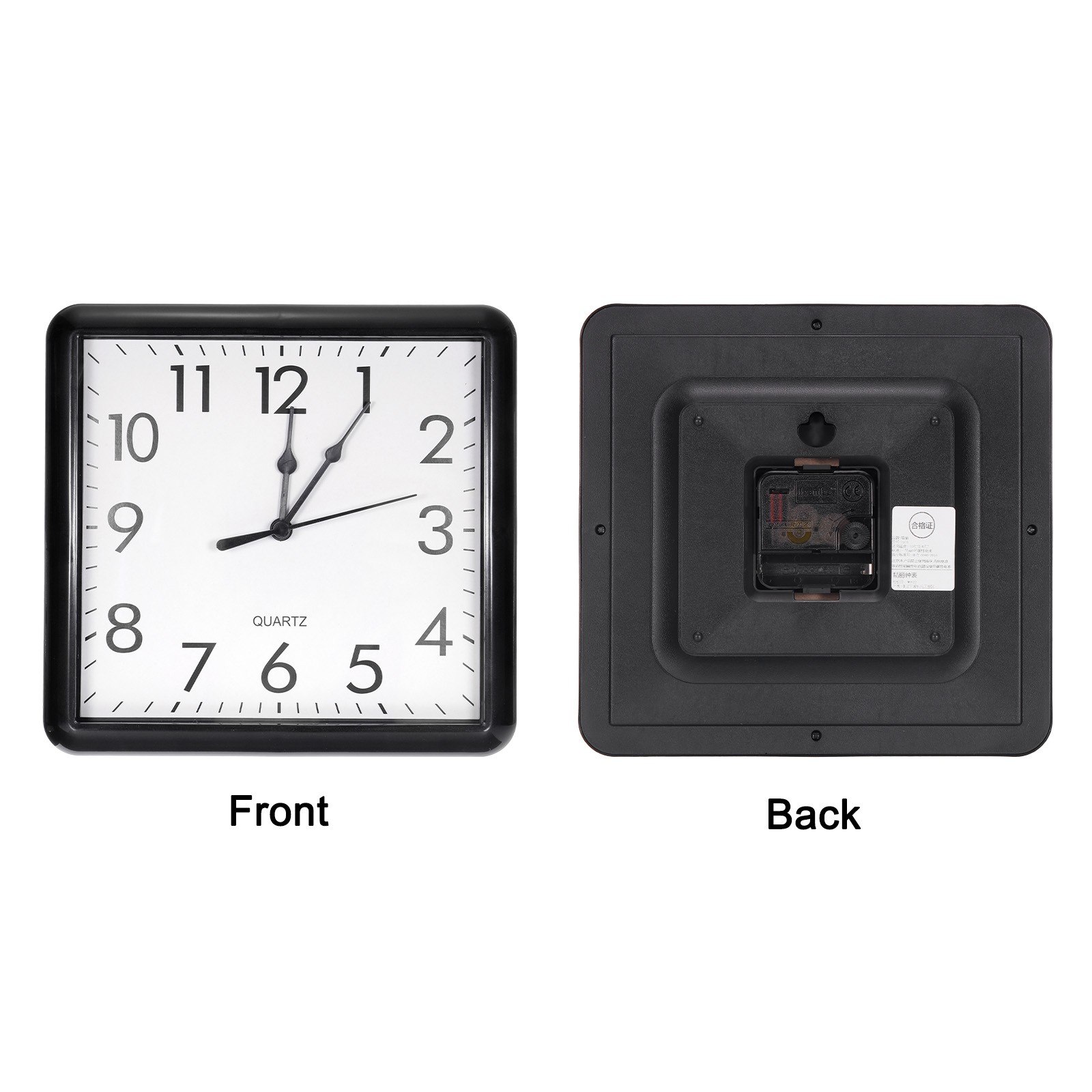 9×9 Inch Wall Clock Quartz Battery Operated Silent Square Wall Clocks Black