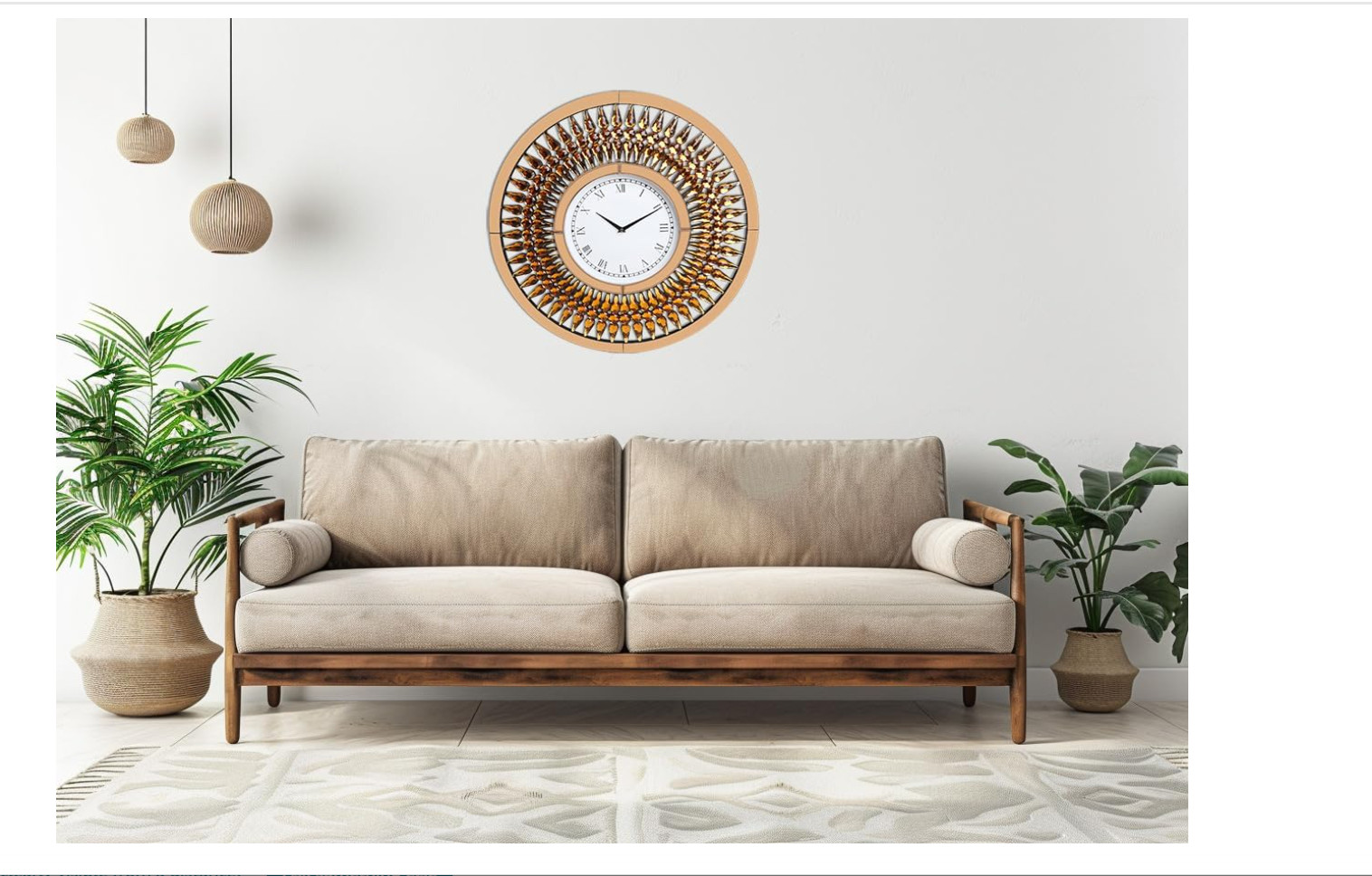 XunDong 24 Inch Large Wall Clock Boho, Retro Roman Numeral Wall Clock, Silent…