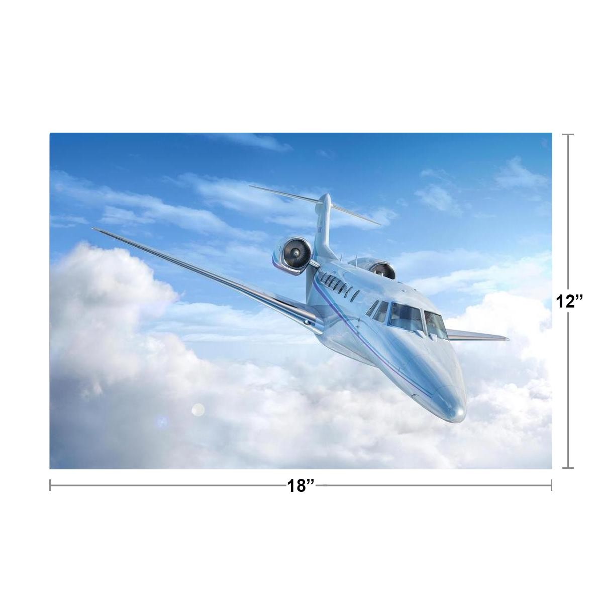 Private Jet Airplane in the Clouds Photo Photograph Art Print Poster 12×18