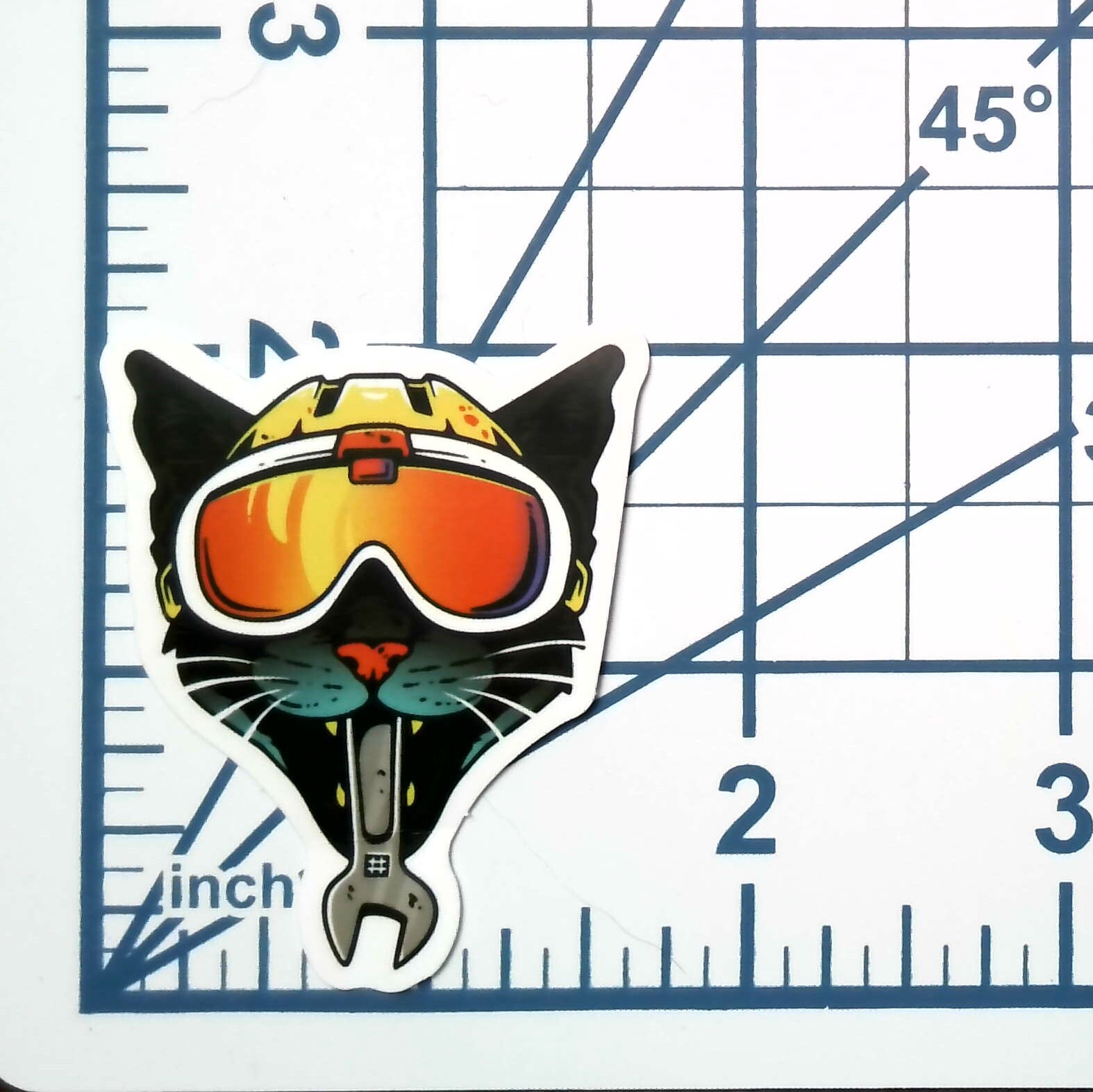Mechanic Cat Wrench Die Cut Vinyl Sticker Decal Racing Gearhead Journal Gift