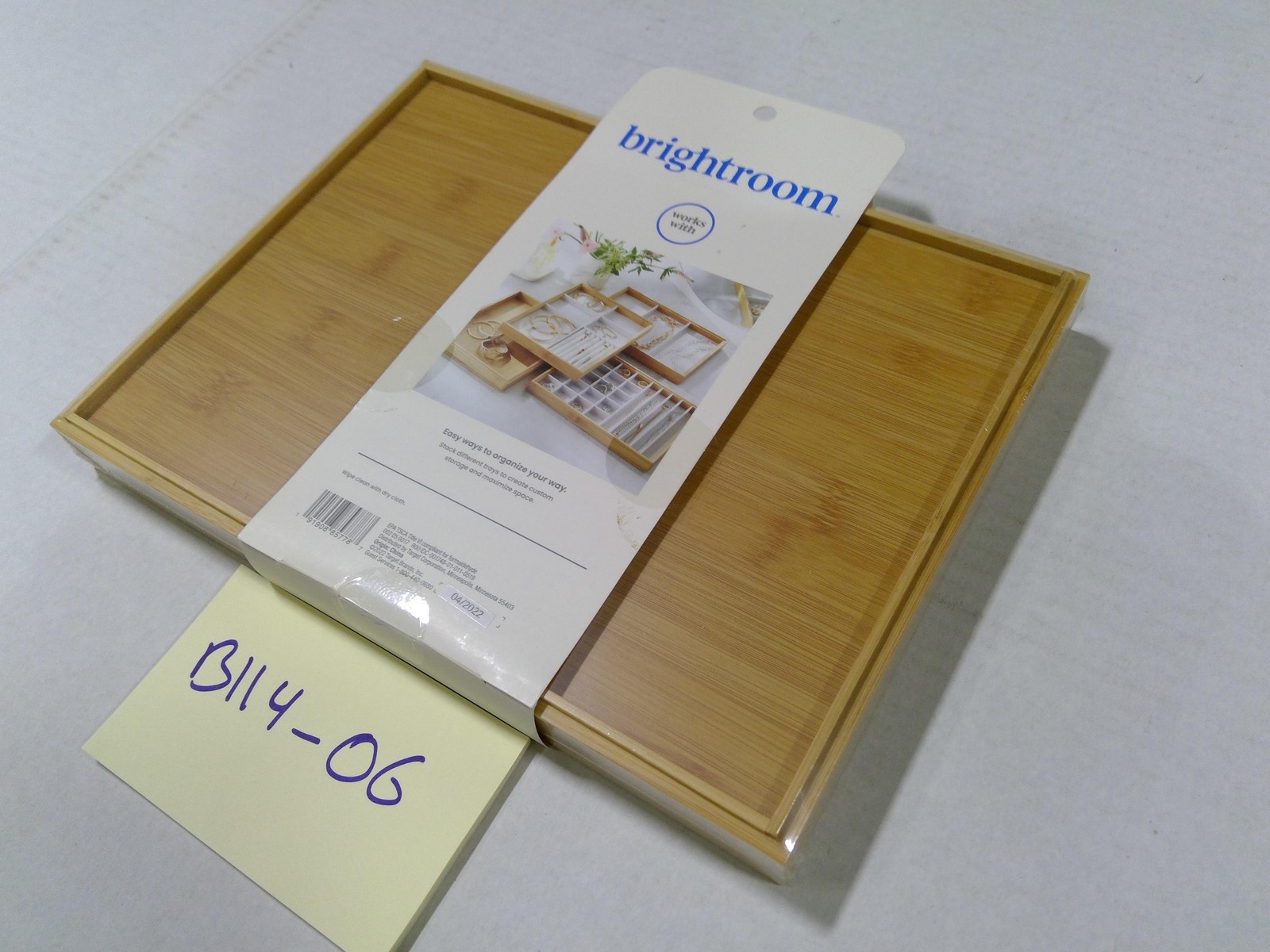 Brightroom Bamboo Stackable Accessory Tray Brown Jewelry Organizer 12×9 New